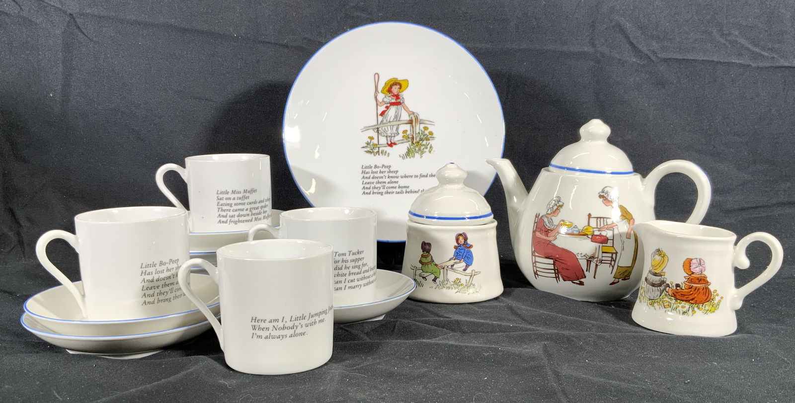 Nursery Rhyme 15 Pc Tea Set Bo-Peep, Tom Tucker (1 of 15)