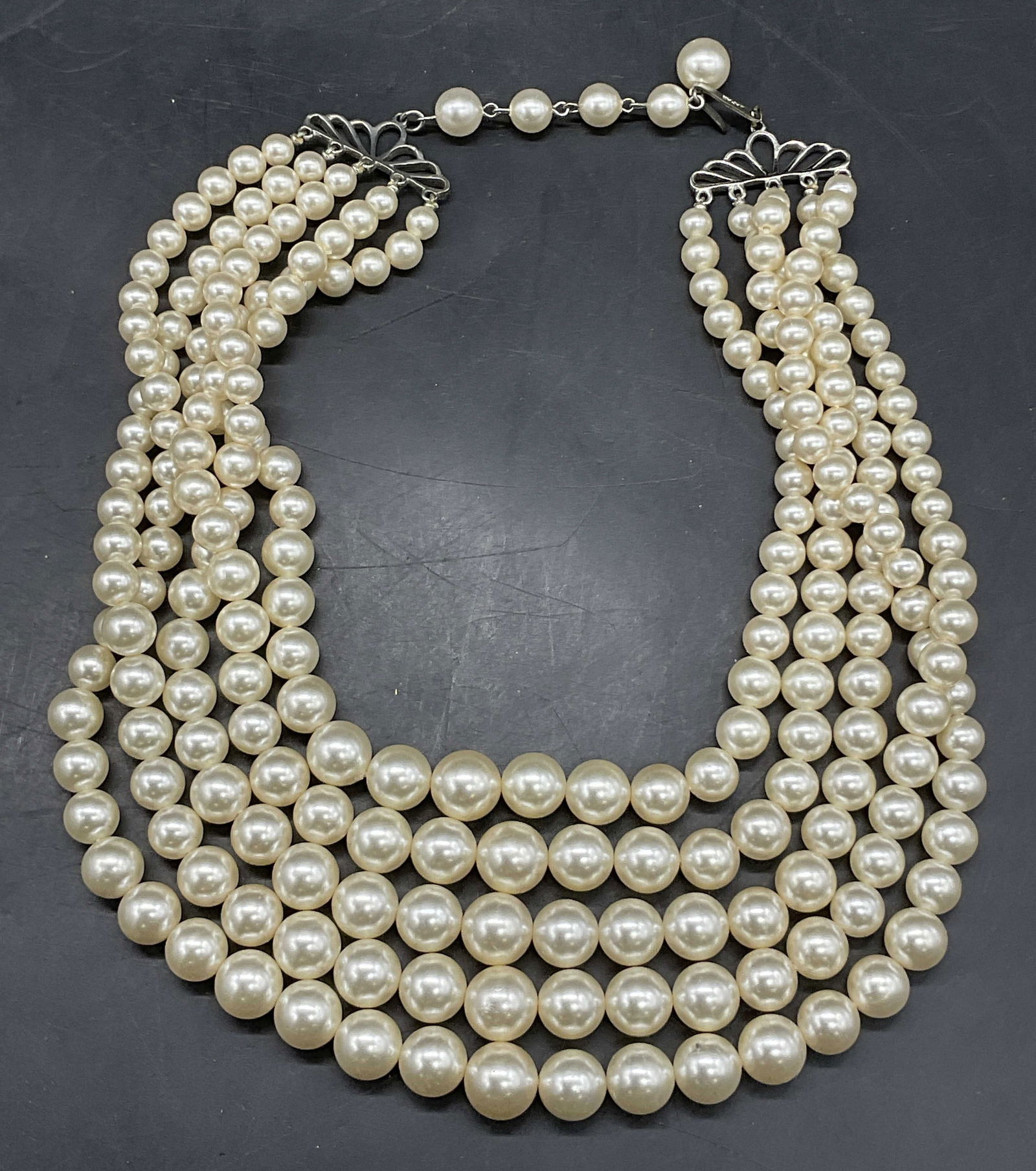 Vintage Multi Strand Pearlescent Bead Necklace (1 of 8)