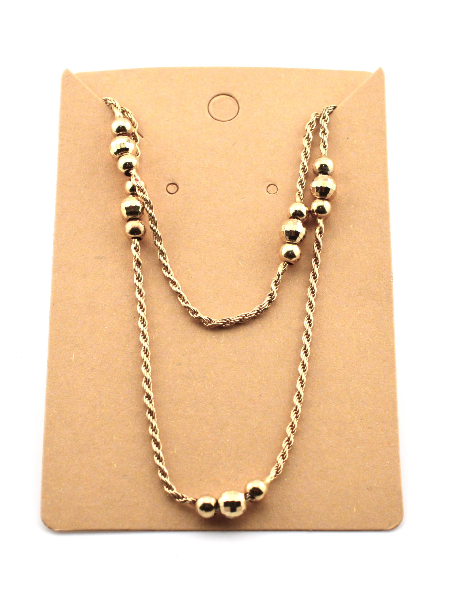 Gold plated silver necklace, ITALY: Gold plated silver necklace is 23 in long and has checkerboard cut beads. Made in Italy.PREOWNEDBS5 J