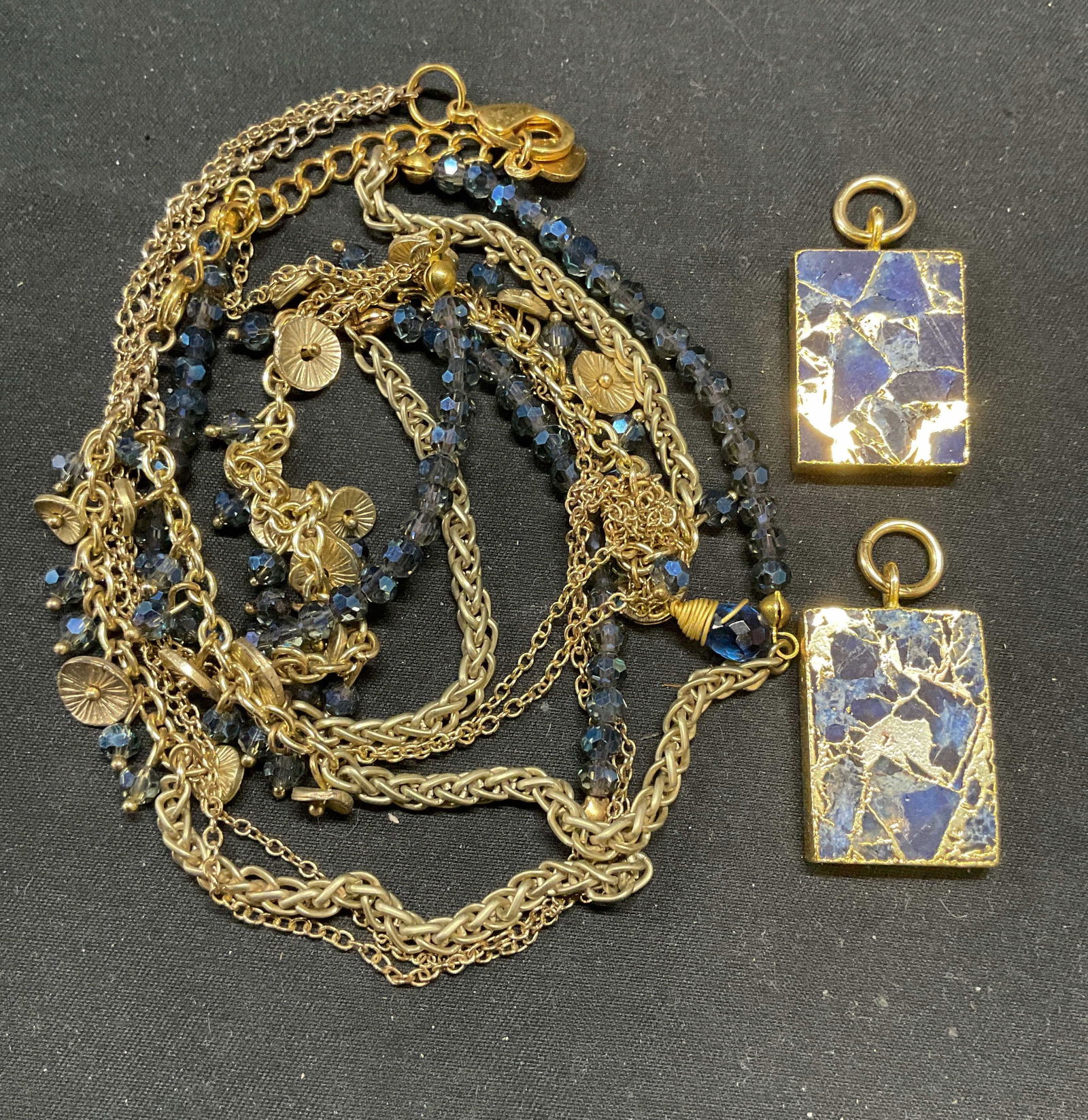 Lot 3 Nakamol Gold Tn Blue Crystal Necklace + (1 of 7)