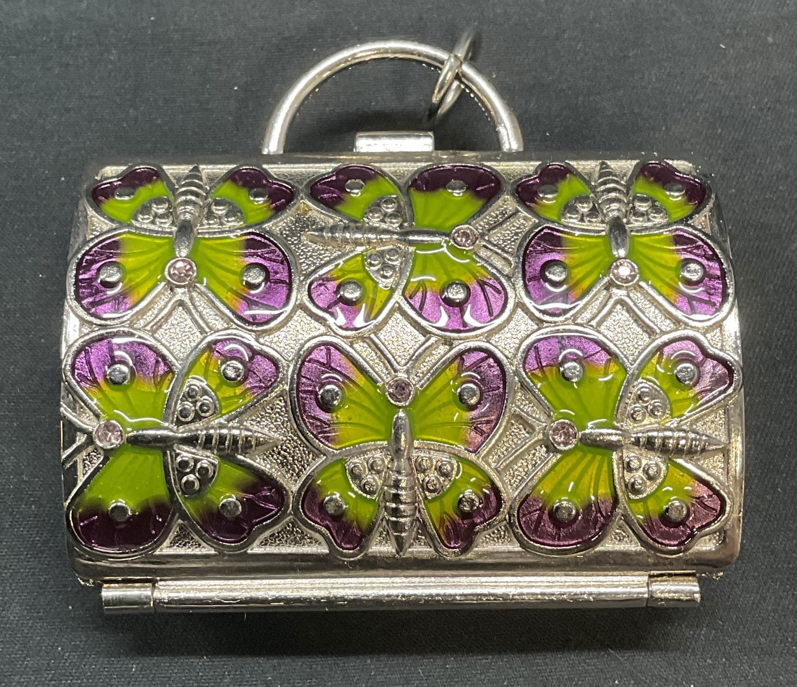 Judith Leiber Silver Tn Butterfly Pill Box Purse (1 of 6)