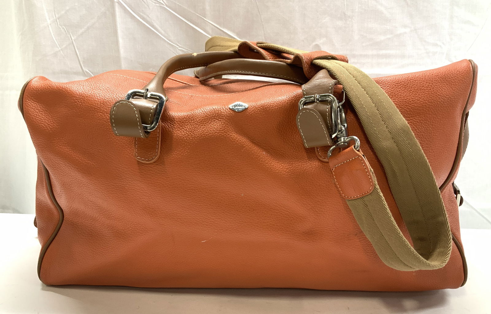 I SANTI Pebbled Orange Leather Weekender, Italy (1 of 14)