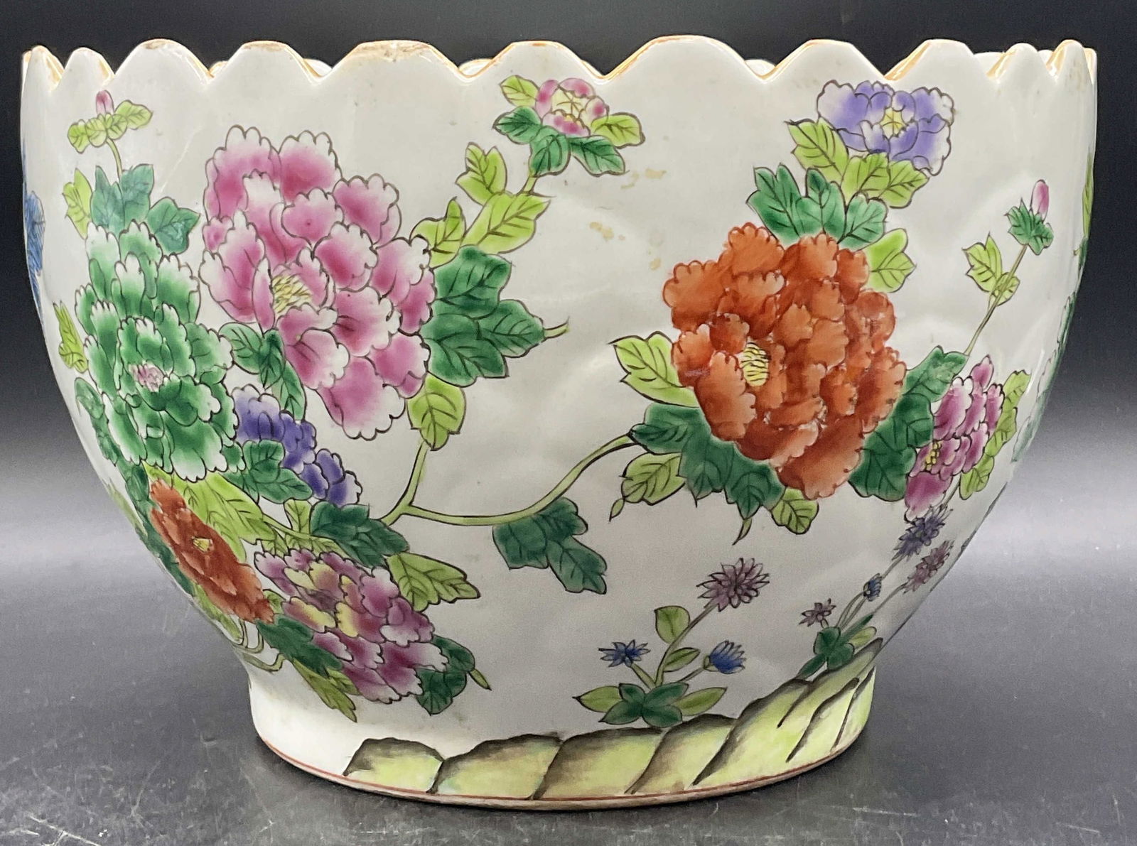 Signed Vintage Asian Porcelain Centerpiece Bowl (1 of 10)