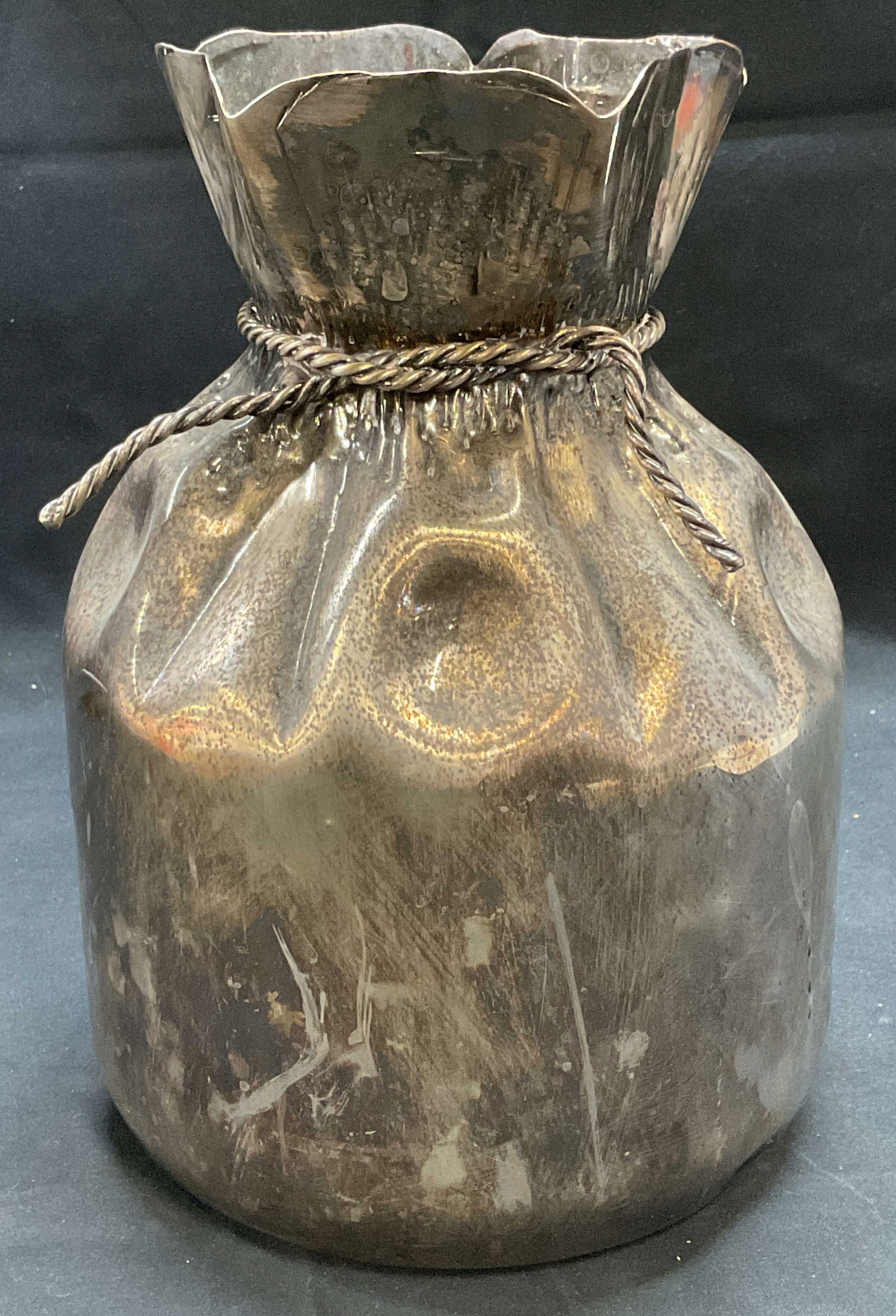 Vintage Almazan Money Bag Silver Plated Vase (1 of 7)