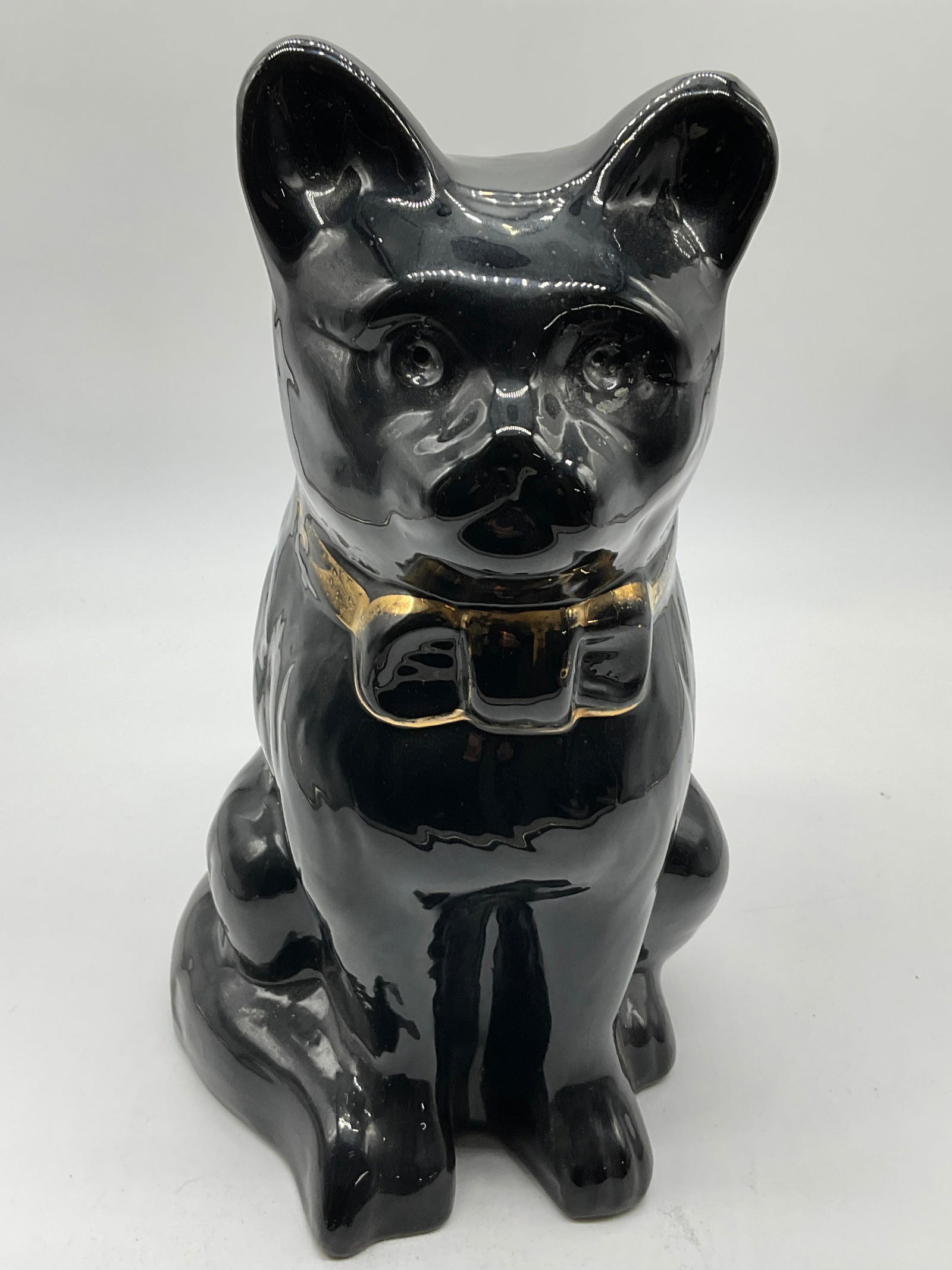 SADLER ENGLAND Signed Black Pottery Cat Figural (1 of 9)