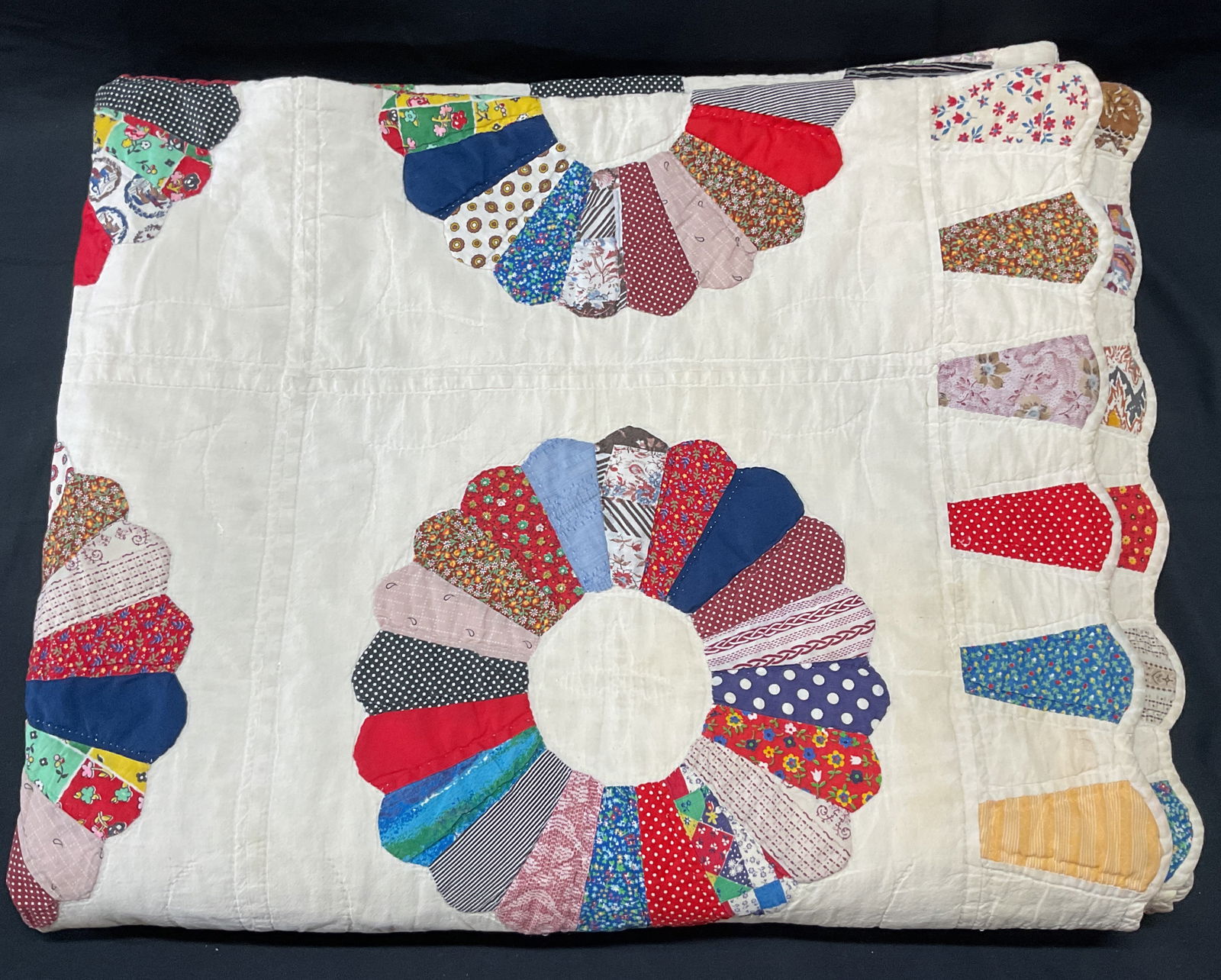 Vintage Handmade Patchwork Floral Quilt (1 of 6)