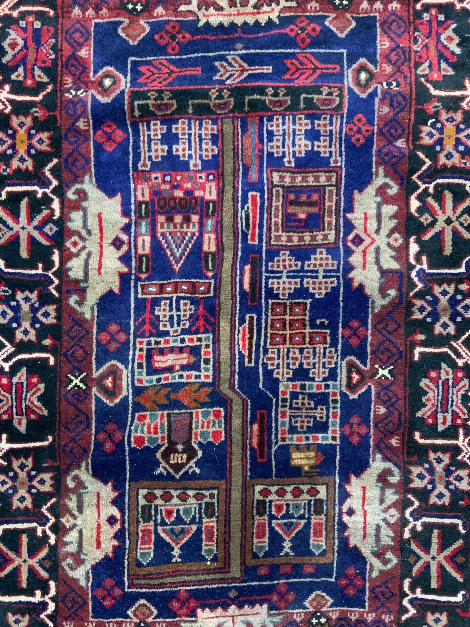 Vintage Handmade Afghan Wool Rug W Fringes (1 of 8)