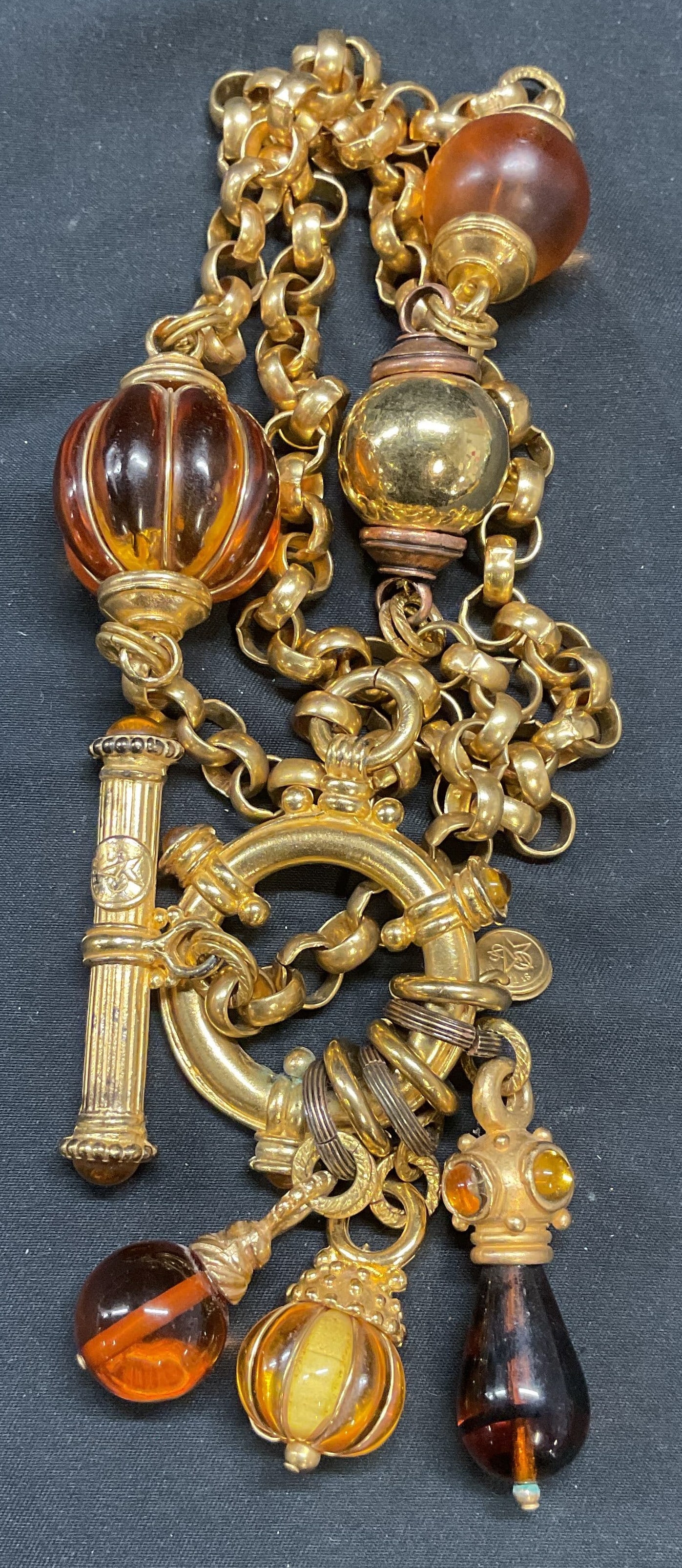 St Tropez Gold Tone Amber Lucite Chain Accessory (1 of 10)