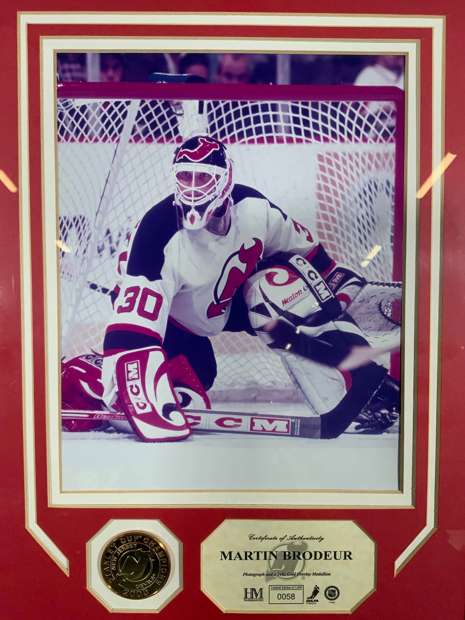 Martin Brodeur Photograph 24K Gold Medallion 2000 (1 of 7)