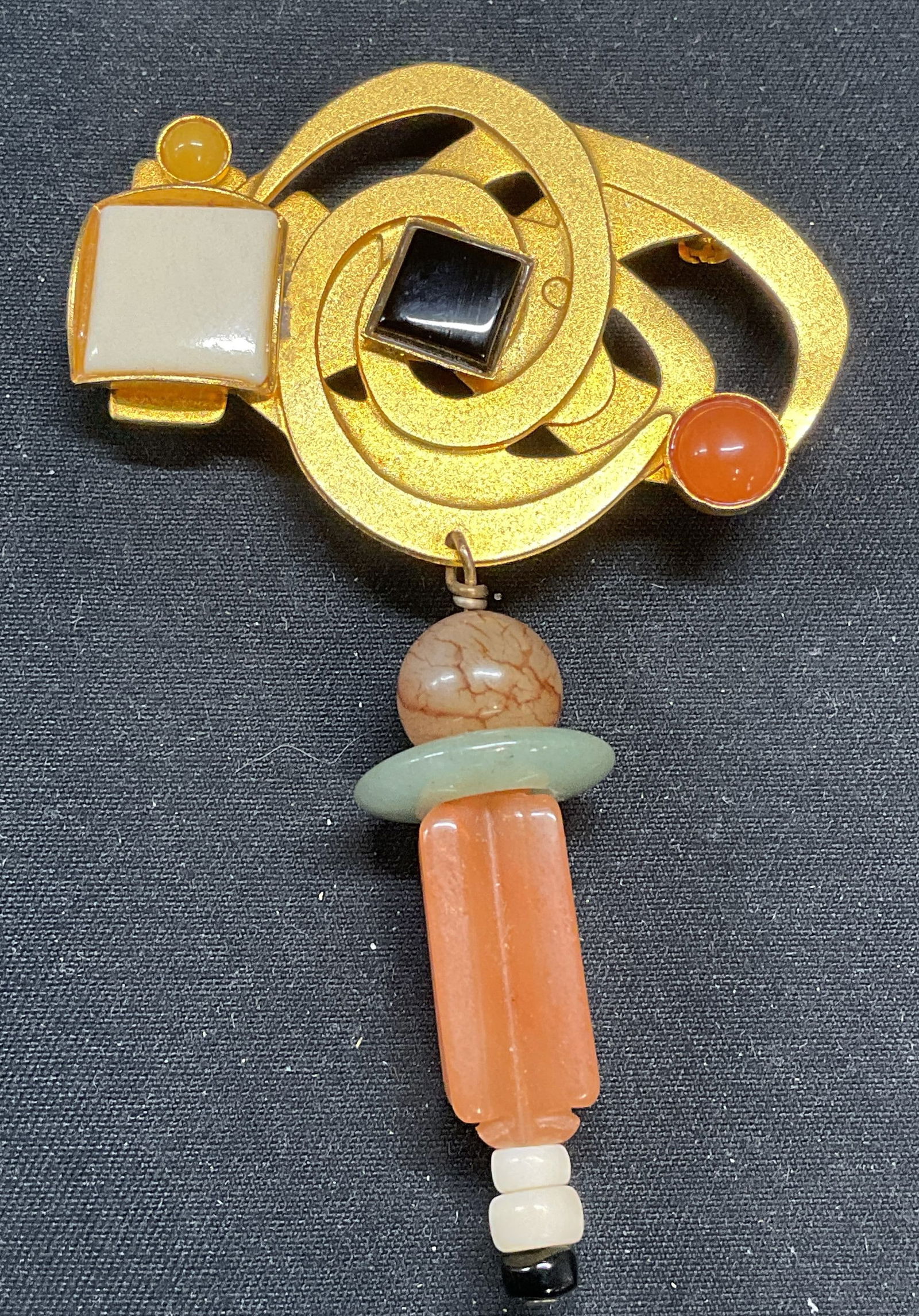Vntg Gale Rothstein Modernist Semiprecious Brooch (1 of 6)