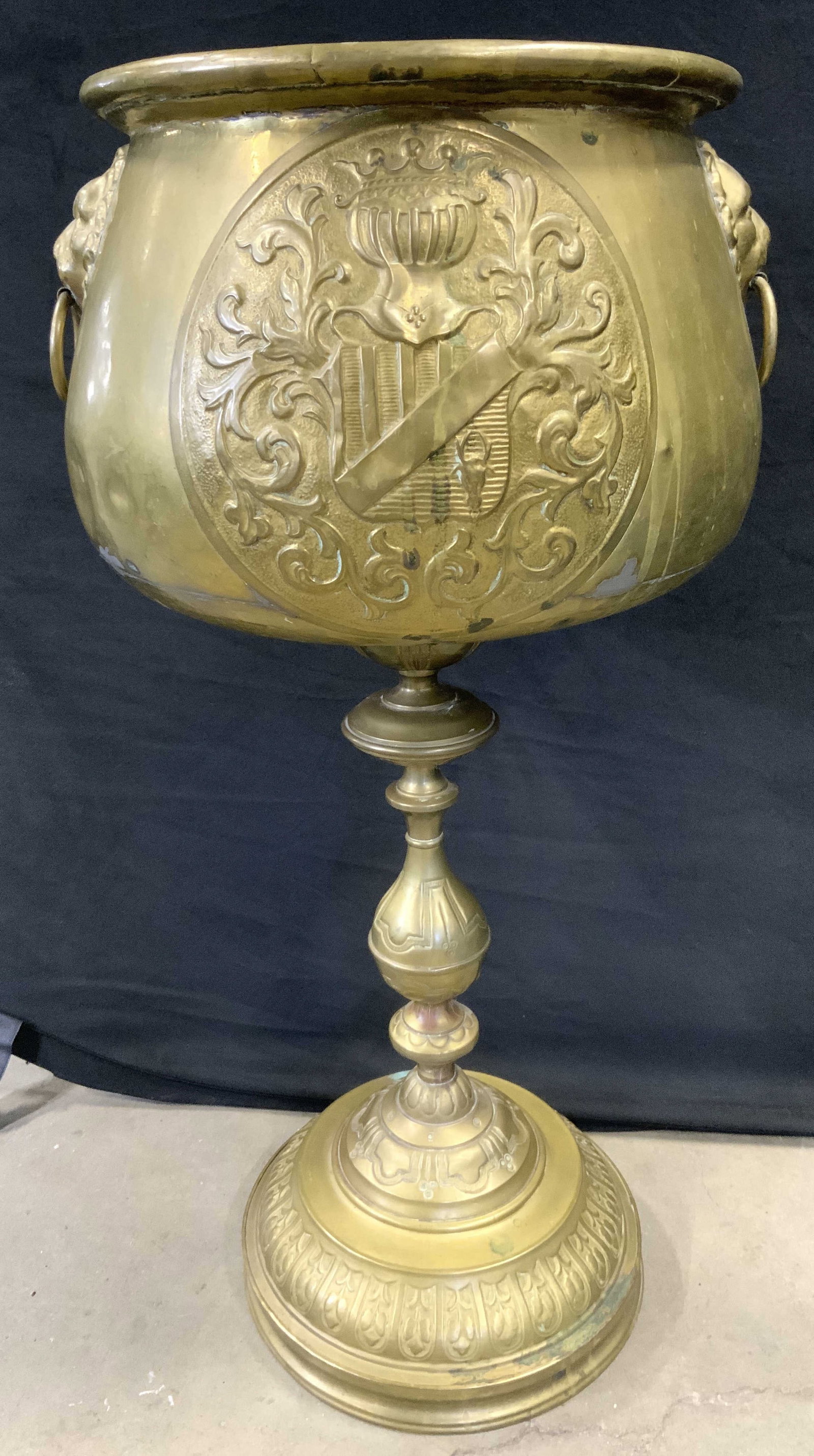Antq Renaissance French Brass Jardiniere 30in (1 of 8)