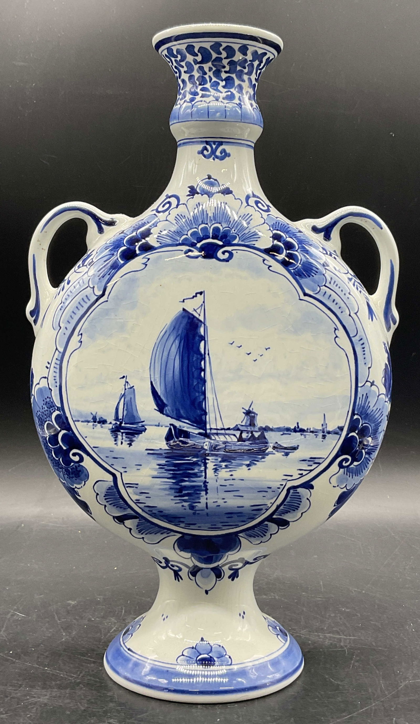 Signed Delft Blue & White Hand Painted Ceramic Vase (1 of 9)