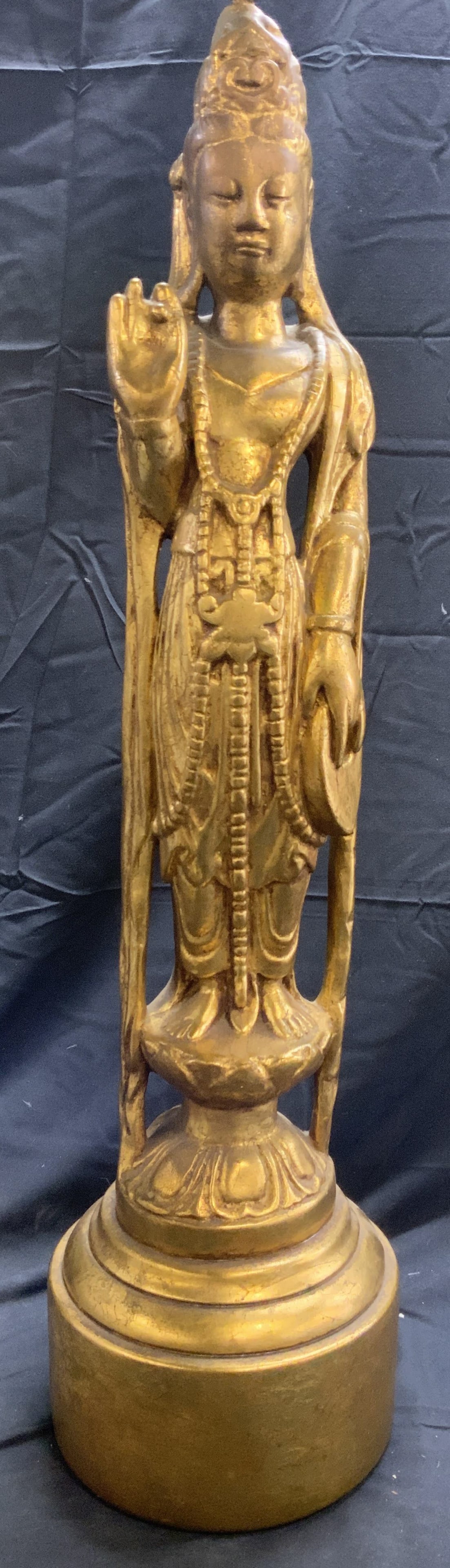 Vntg Gilt Plaster Guan Yin Table Lamp (1 of 9)