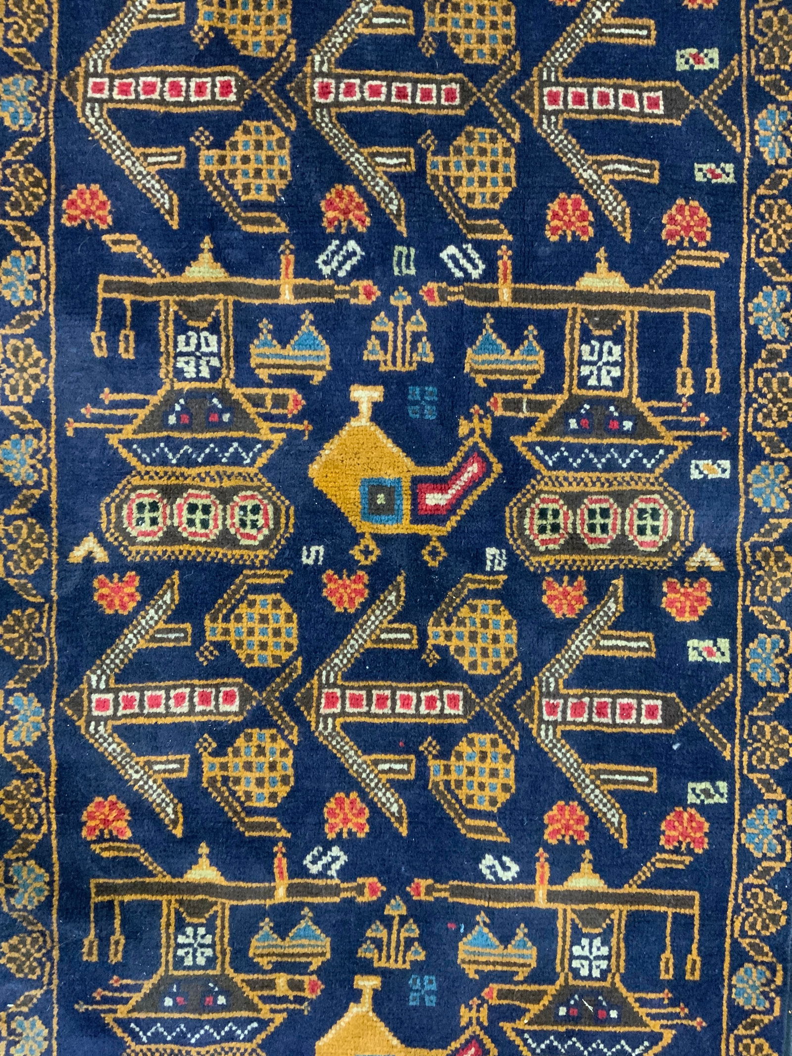 Vintage Handmade Afghan Wool Runner W Fringes (1 of 8)