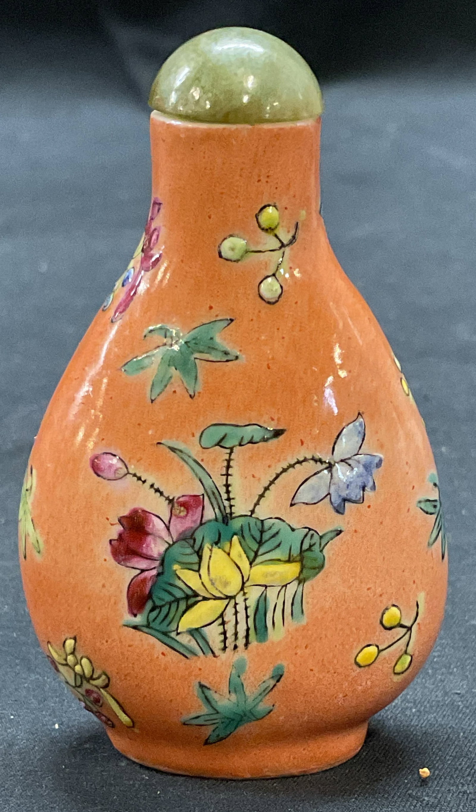 Vintage Signed Asian Porcelain Floral Snuff Bottle (1 of 6)