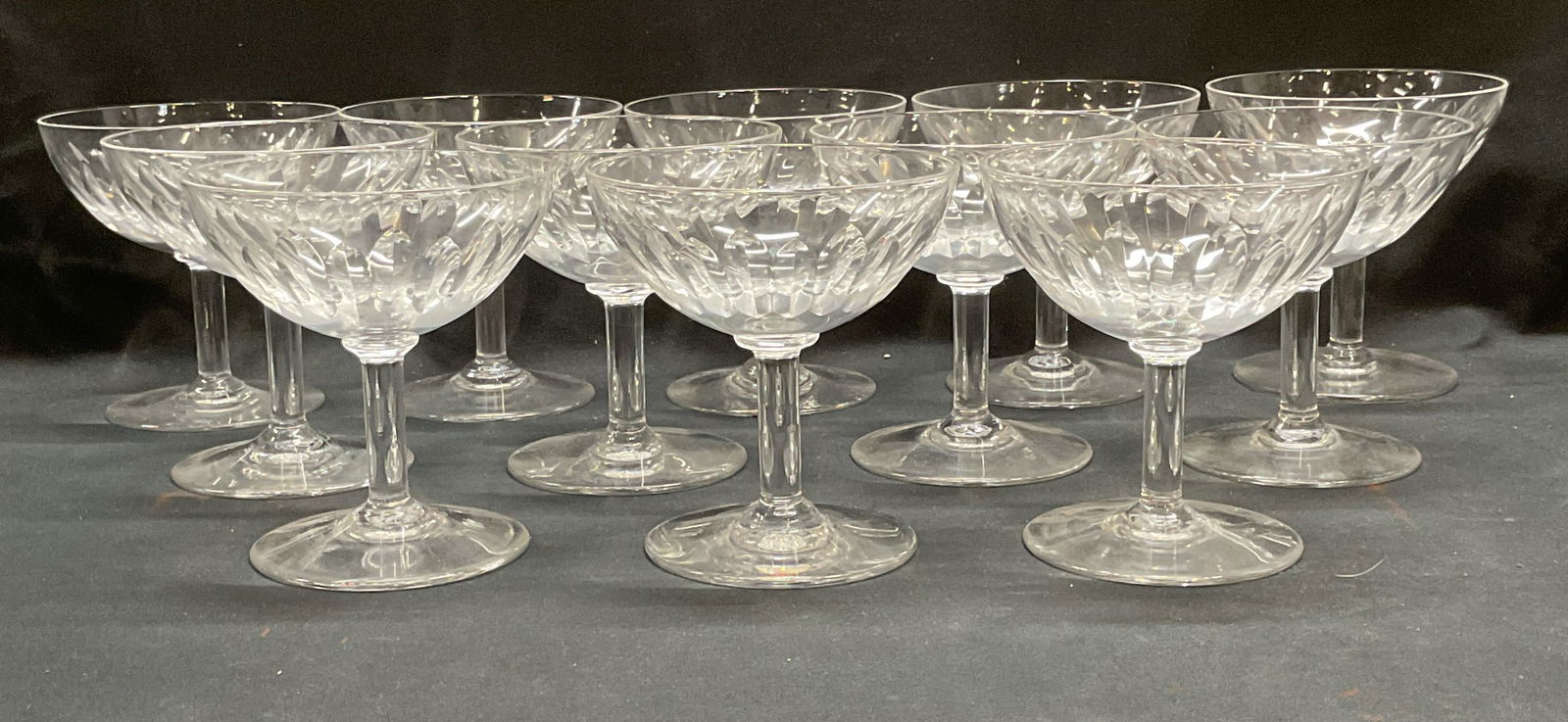 12 Baccarat Crystal Lorraine Coupe Glasses, France (1 of 7)
