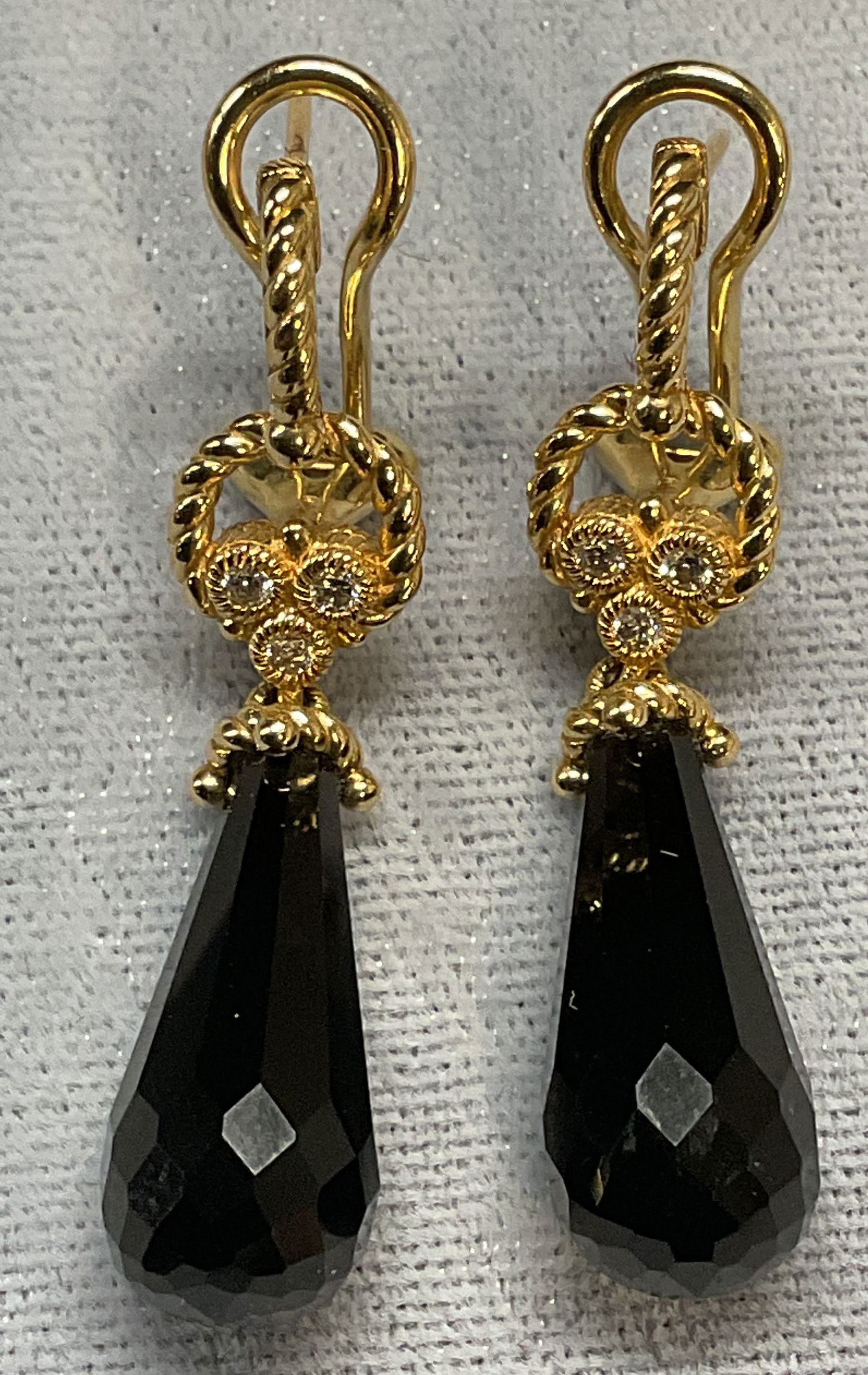 Signed 14k Gold Diamond Semiprecious Earrings (1 of 8)