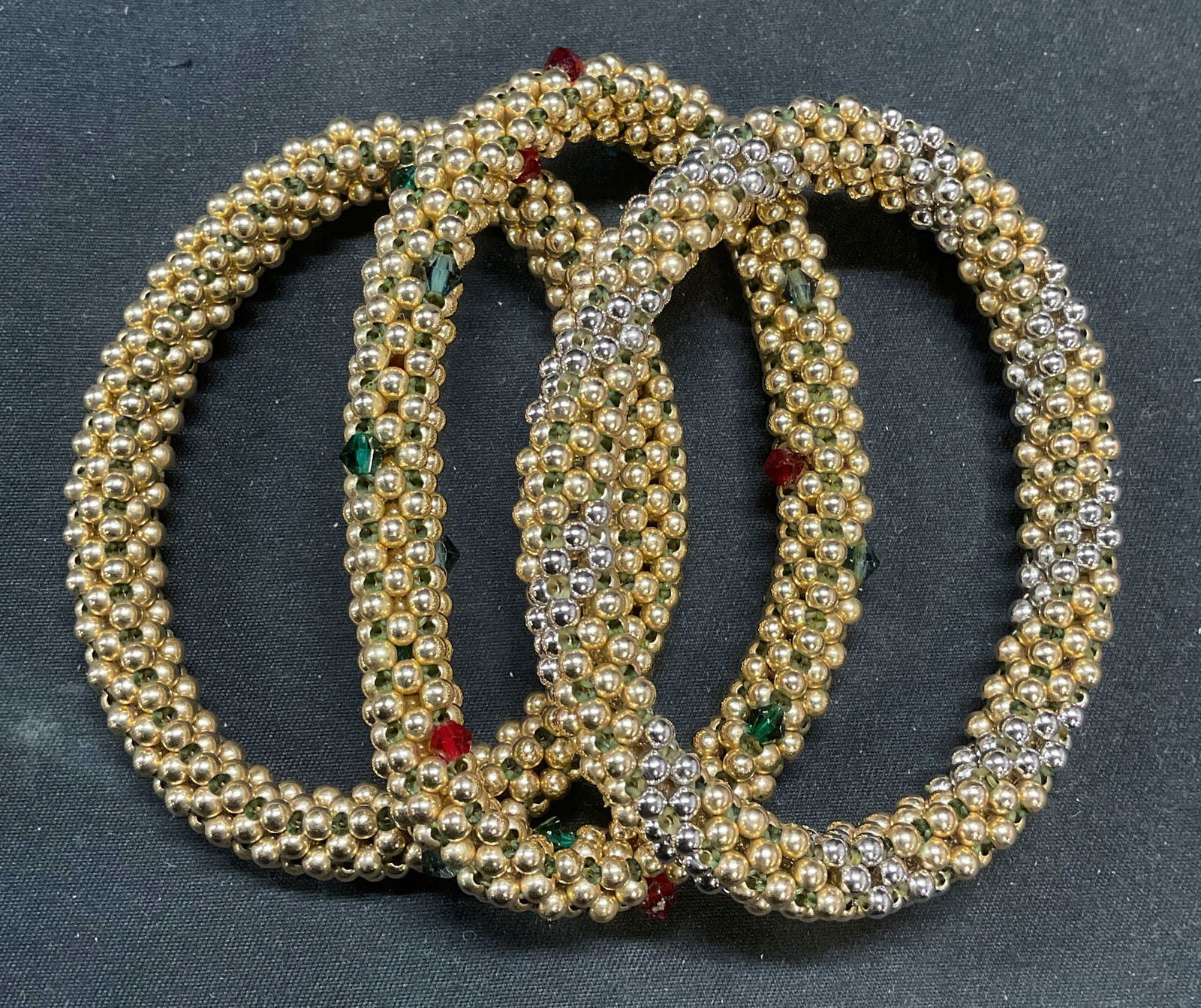 Lot 3 Gold Tone, Silver Tone, Crystal Bracelets (1 of 6)