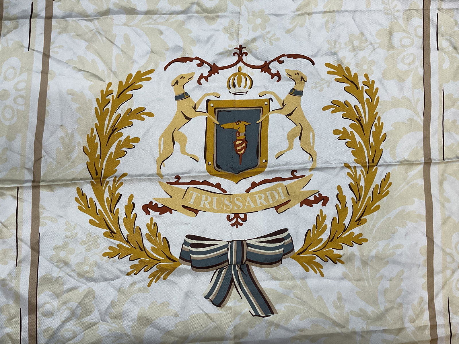 TRUSSARDI Silk Greyhound Logo Dog Scarf, Italy (1 of 6)