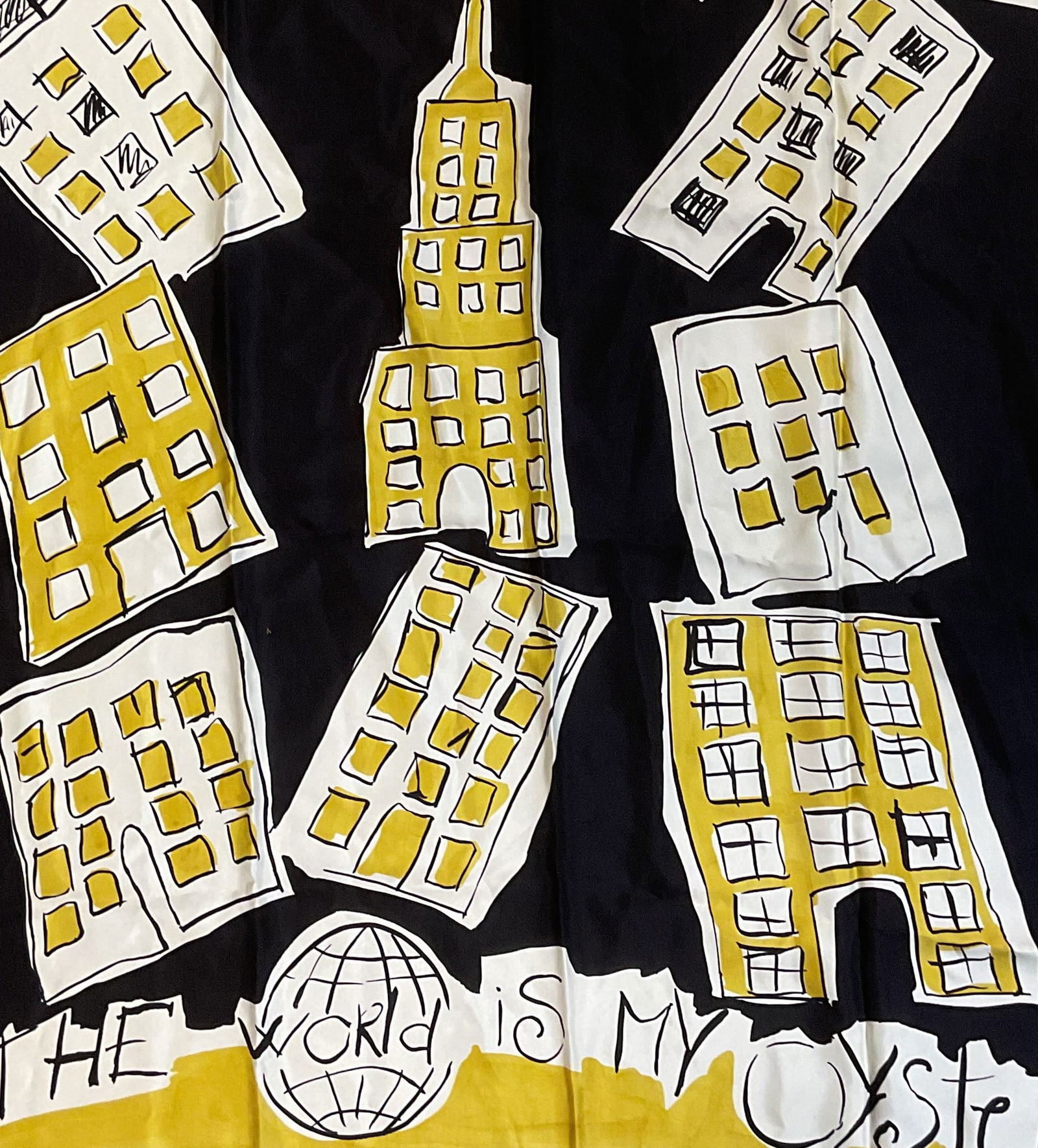 Mondi Yellow/Black Graphic Silk Scarf, Italy (1 of 8)