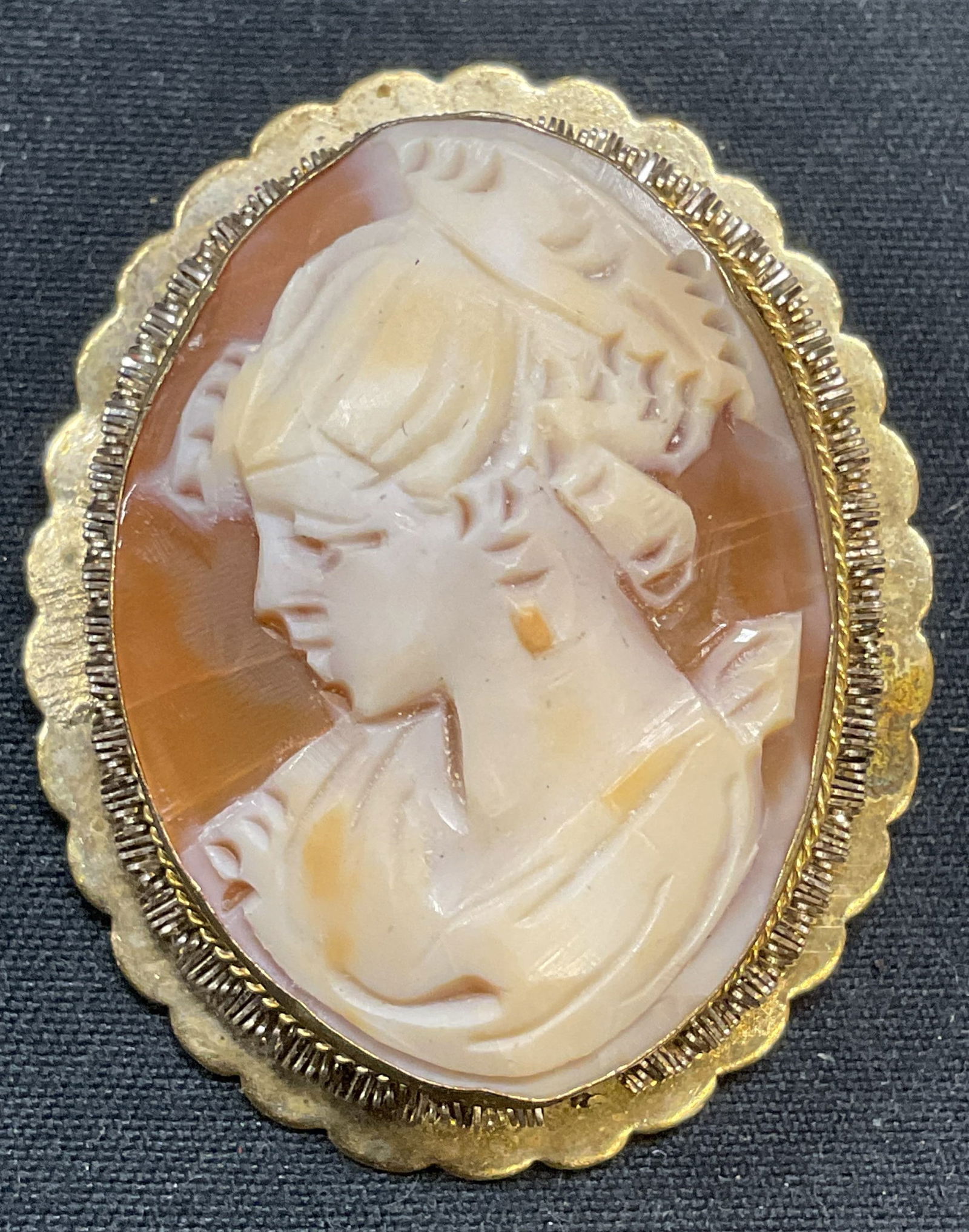 Vtg Gold Pl 800 Silver Carved Shell Cameo Brooch (1 of 7)
