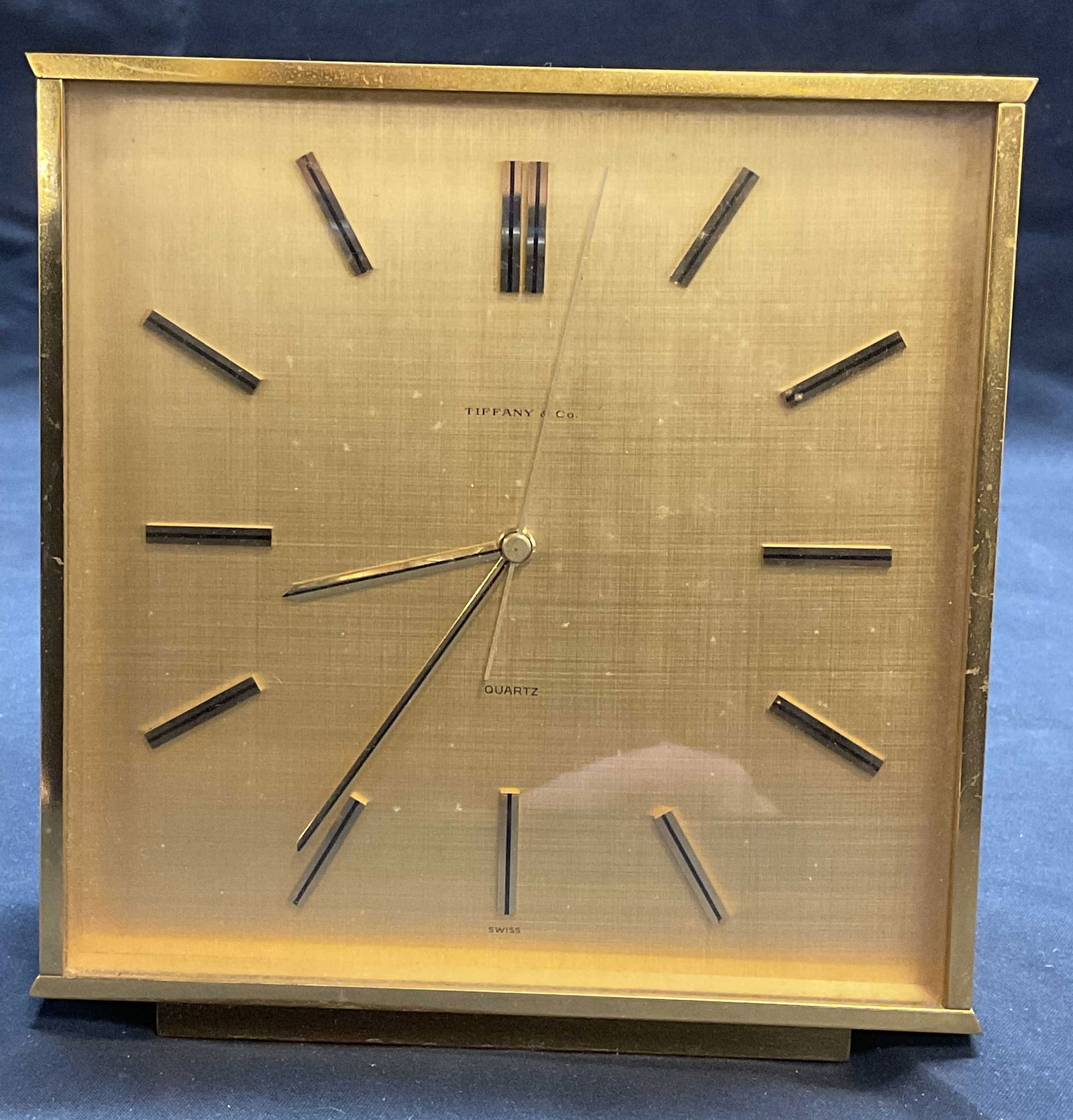 Tiffany & Co Square Brass Swiss Table Clock (1 of 8)
