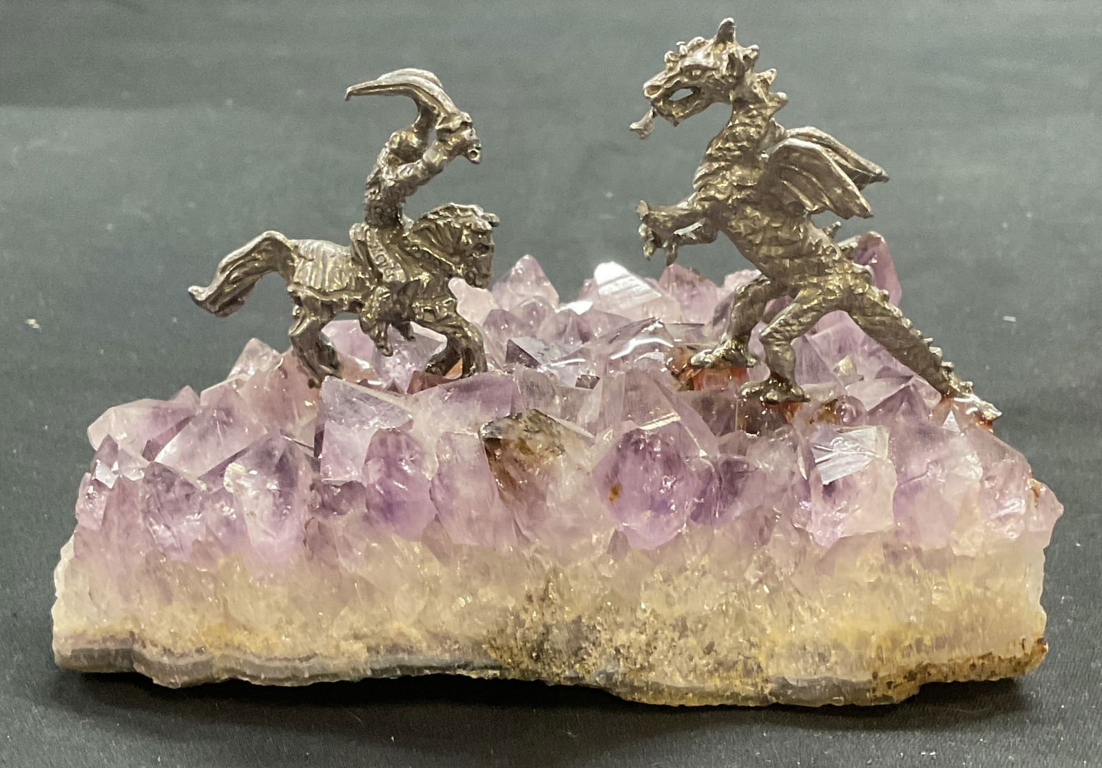 Knight & Dragon Figural on Amethyst Base (1 of 6)