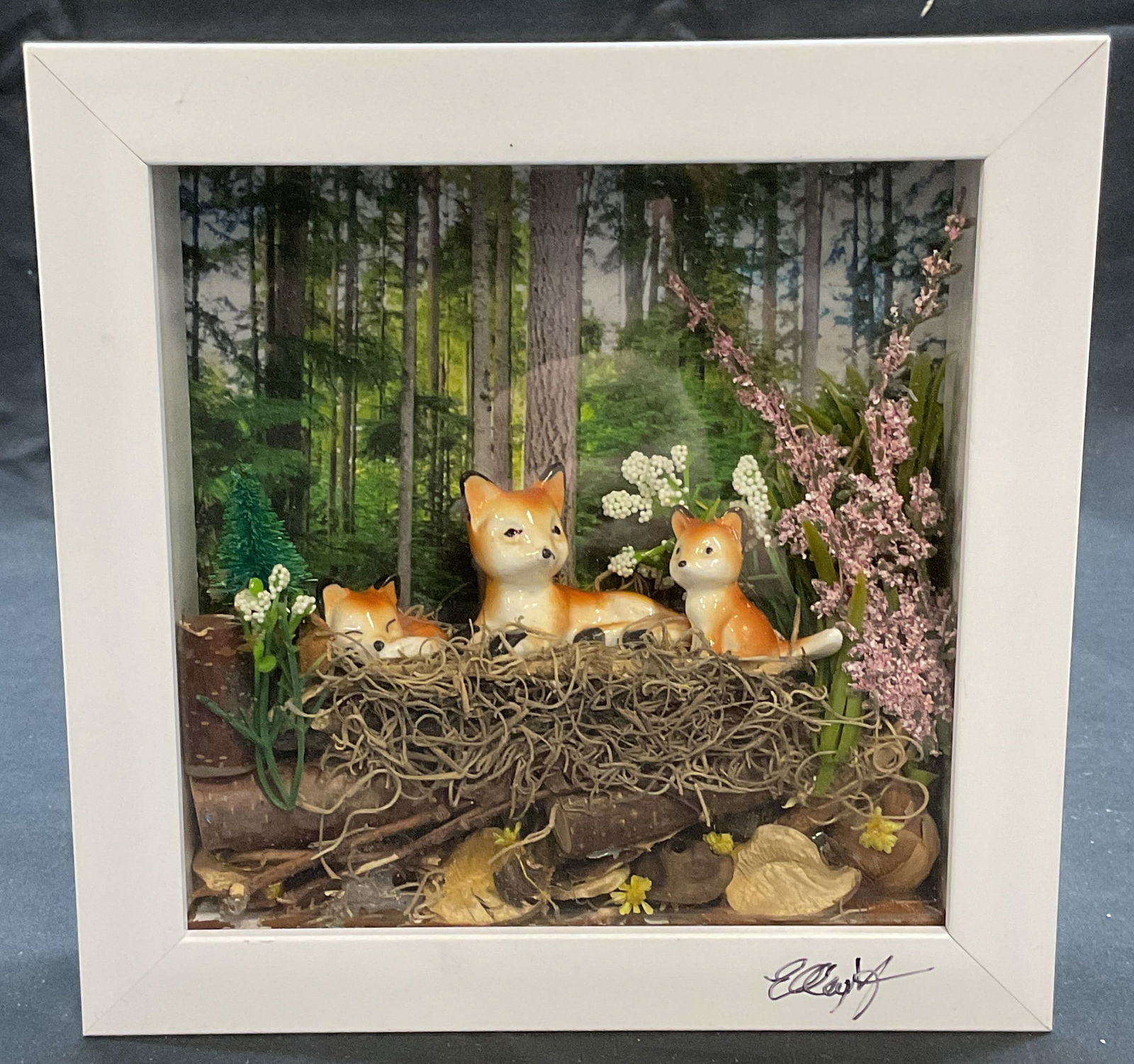 Signed Fox Forest Scene Shadowbox (1 of 7)