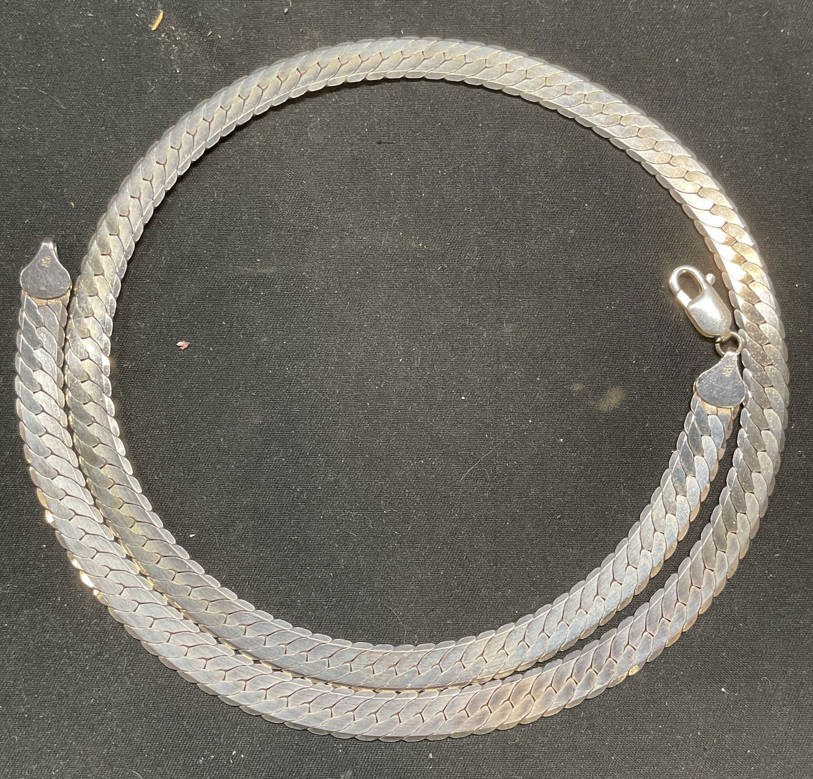 Sterling Silver herringbone Chain Necklace, Italy (1 of 6)