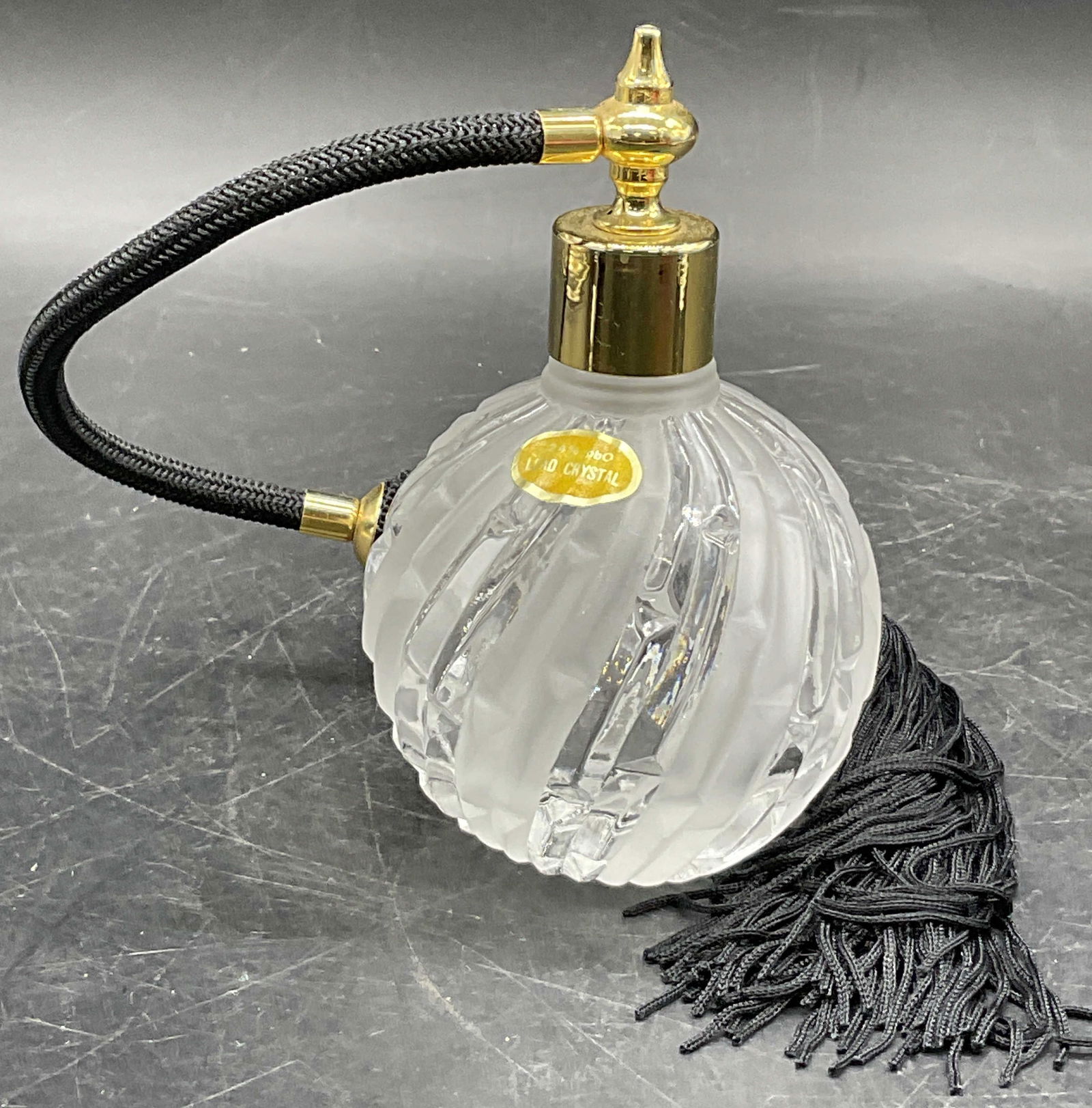 Vtg Frosted & Clear Crystal Atomizer Perfume Bottle (1 of 8)