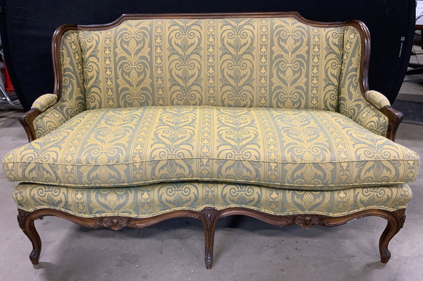 Vntg Wood Uph French Provincial Settee Love Seat (1 of 11)