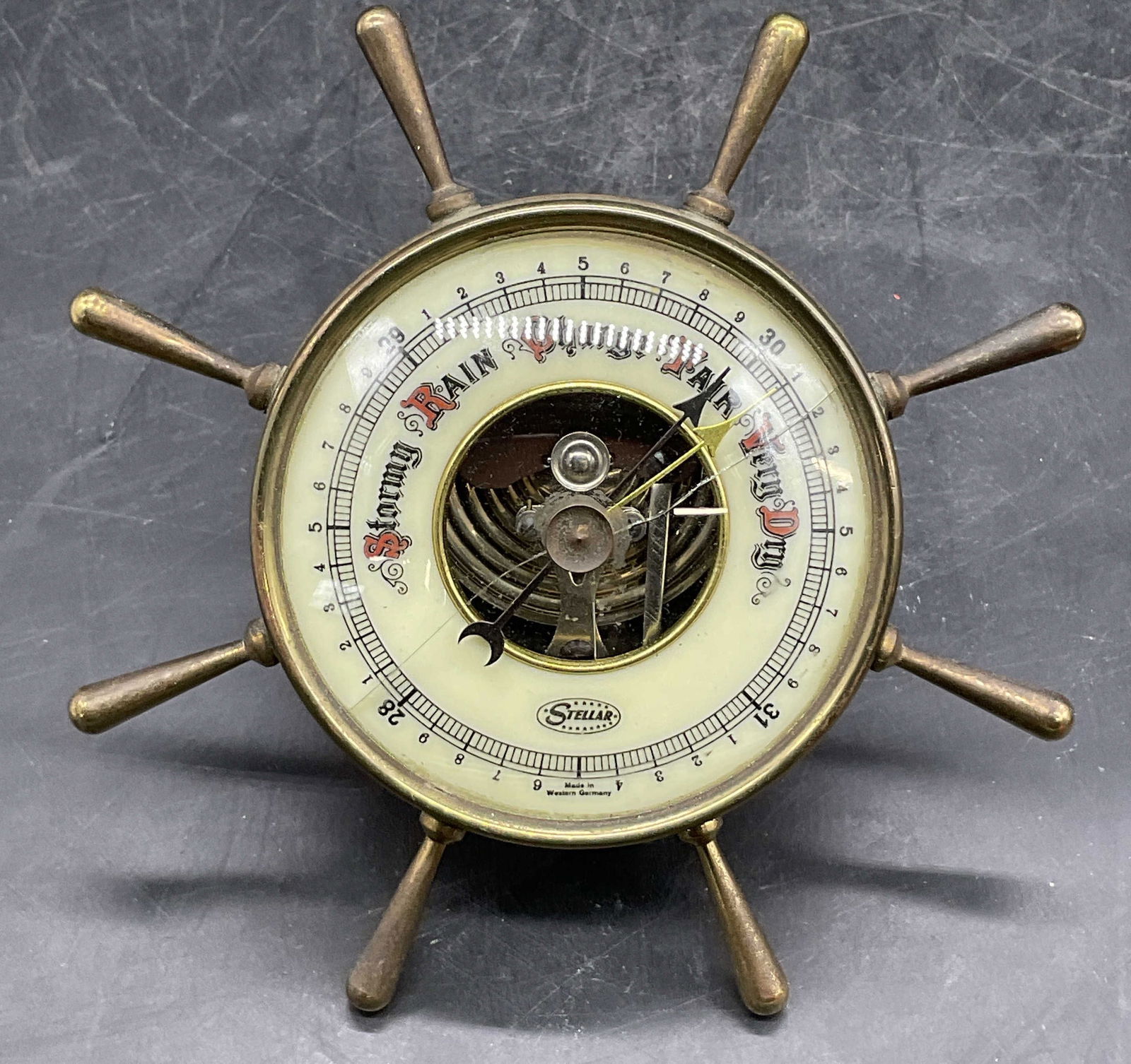 STELLAR Vintage West German Ship Wheel Barometer (1 of 9)
