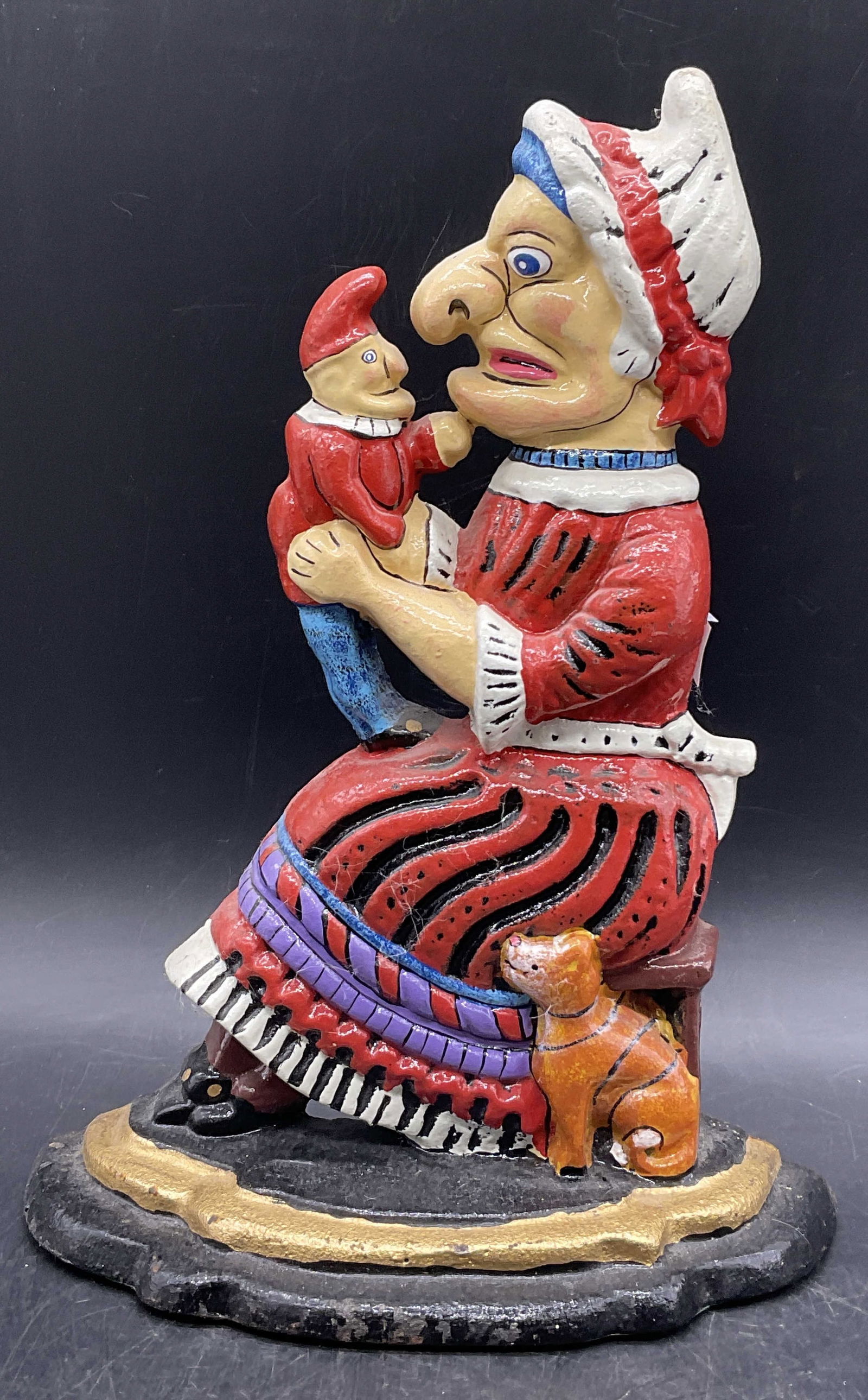 PUNCH & JUDY Painted Iron Judy Figural Doorstop (1 of 8)