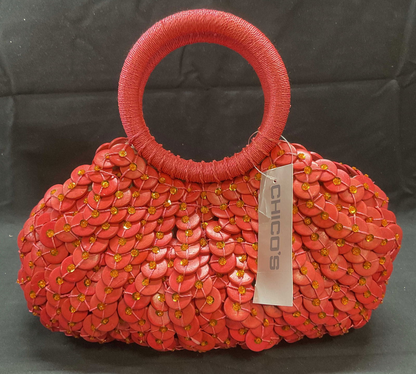 Chicos Pink Beaded Crystal Handbag, NWT (1 of 8)