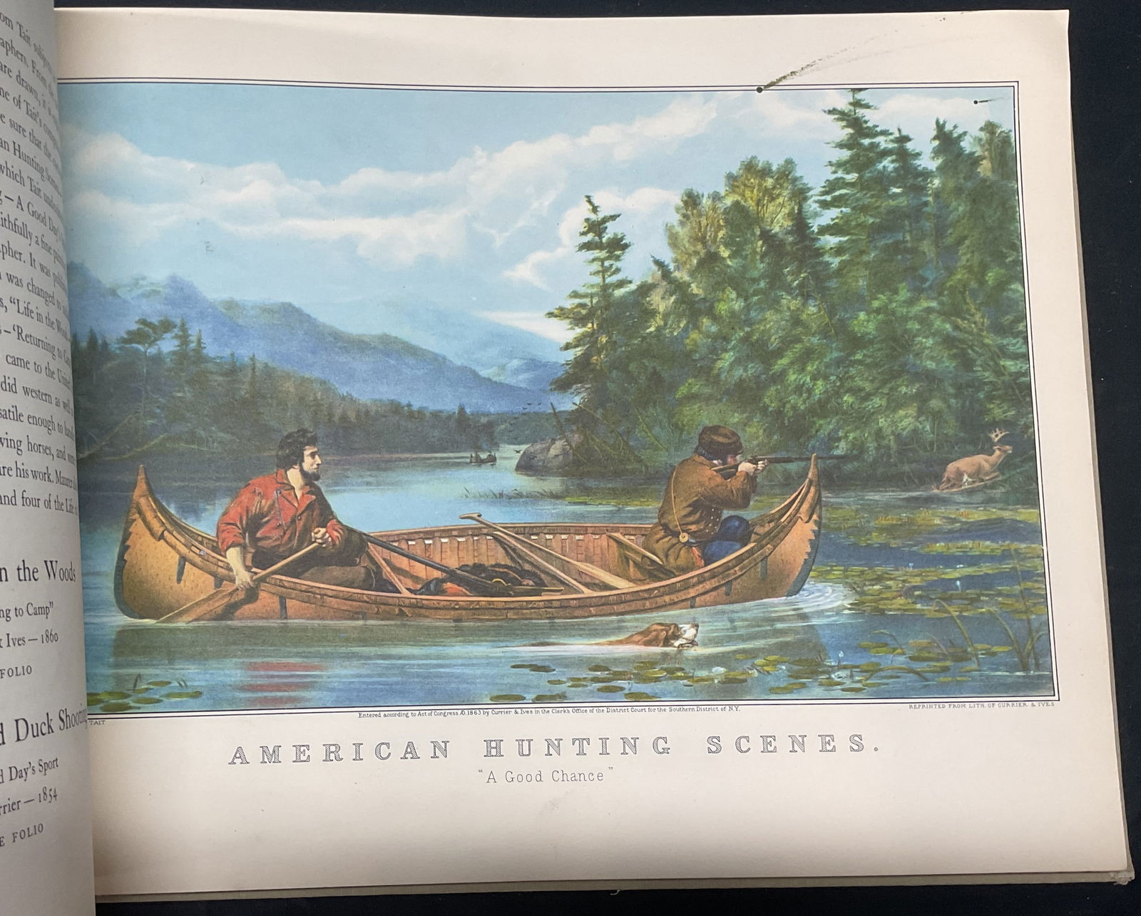 Vintage Currier & Ives America, Illustrated, 1952: Vintage hardcover fabric bound copy of Currier & Ives America edited by Colin Simkin. A Panorama of The Mid Nineteenth Century Scene. Eighty prints in full color. Crown Publishers, Inc, 1952. Measures
