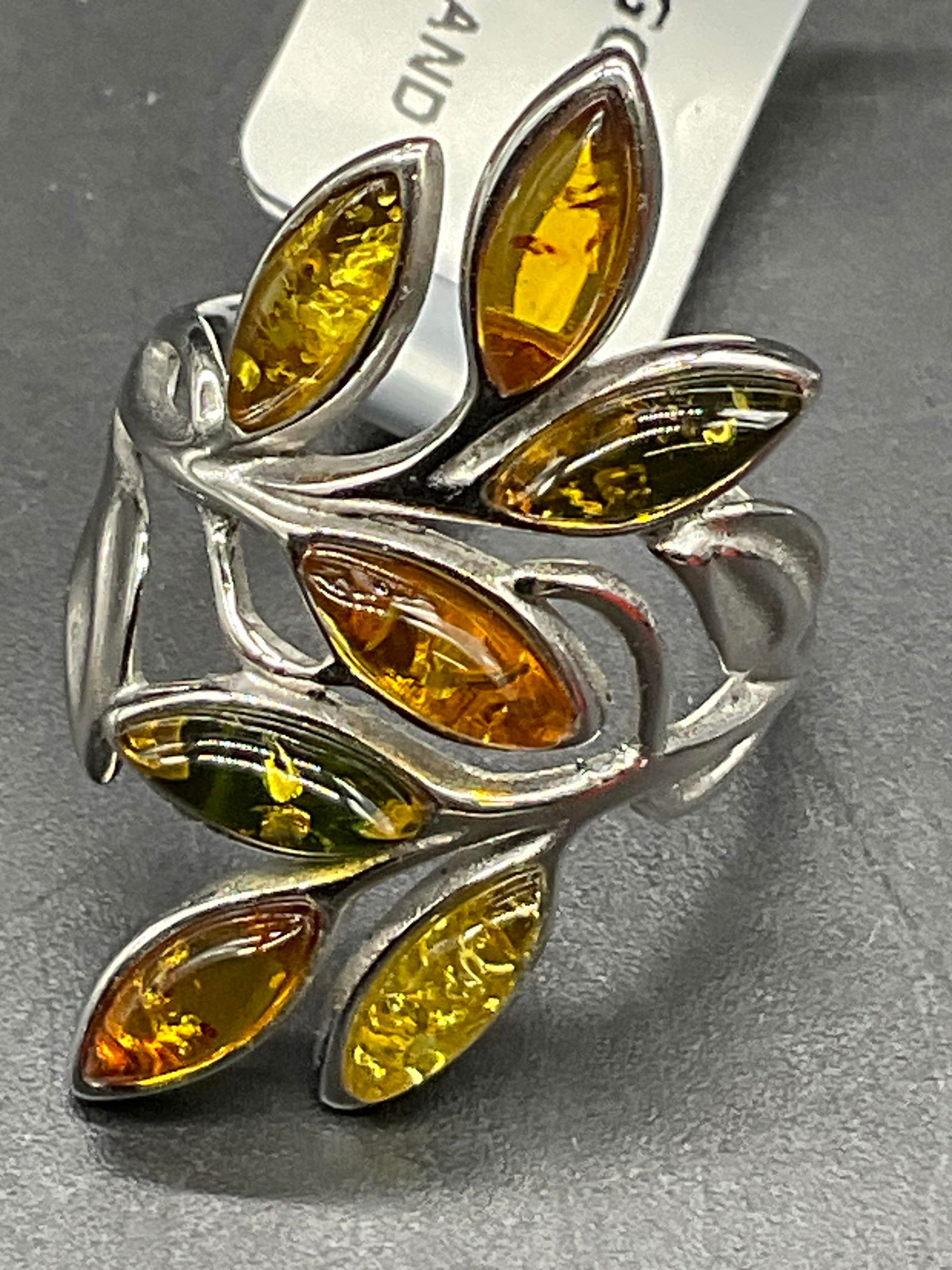 NWT G 925 Sterling Silver Mixed Amber Ring, Poland (1 of 11)
