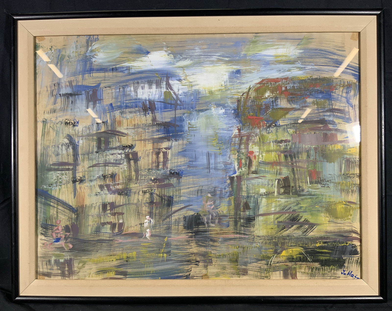 Framed & Signed Abstract Cityscape Oil Painting (1 of 10)