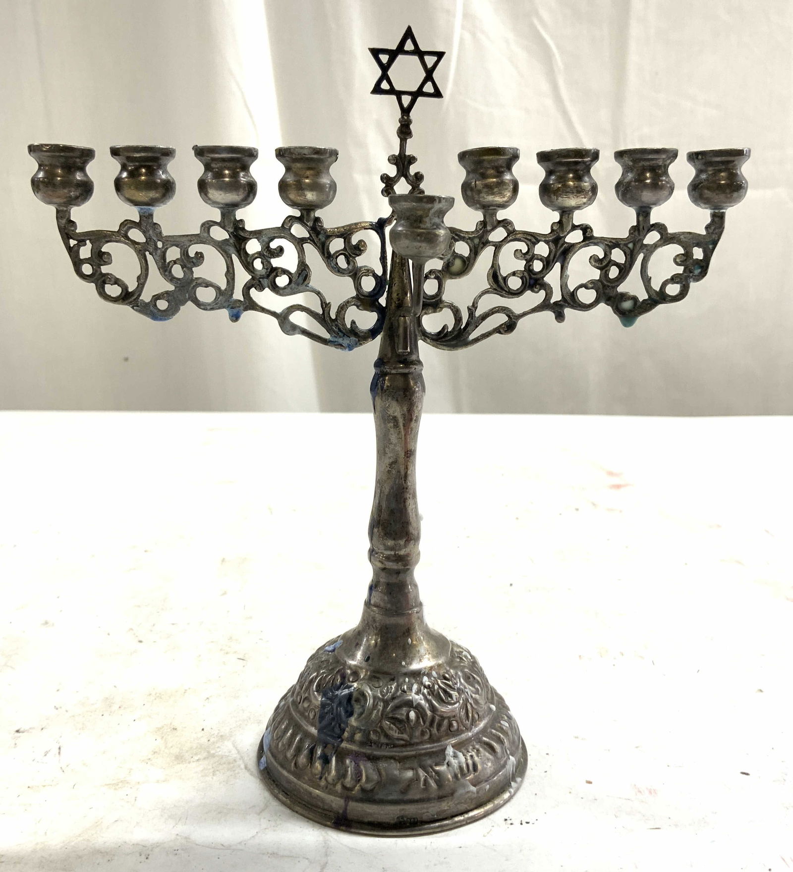 800 Silver Judaica Menorah W Star Of David (1 of 8)