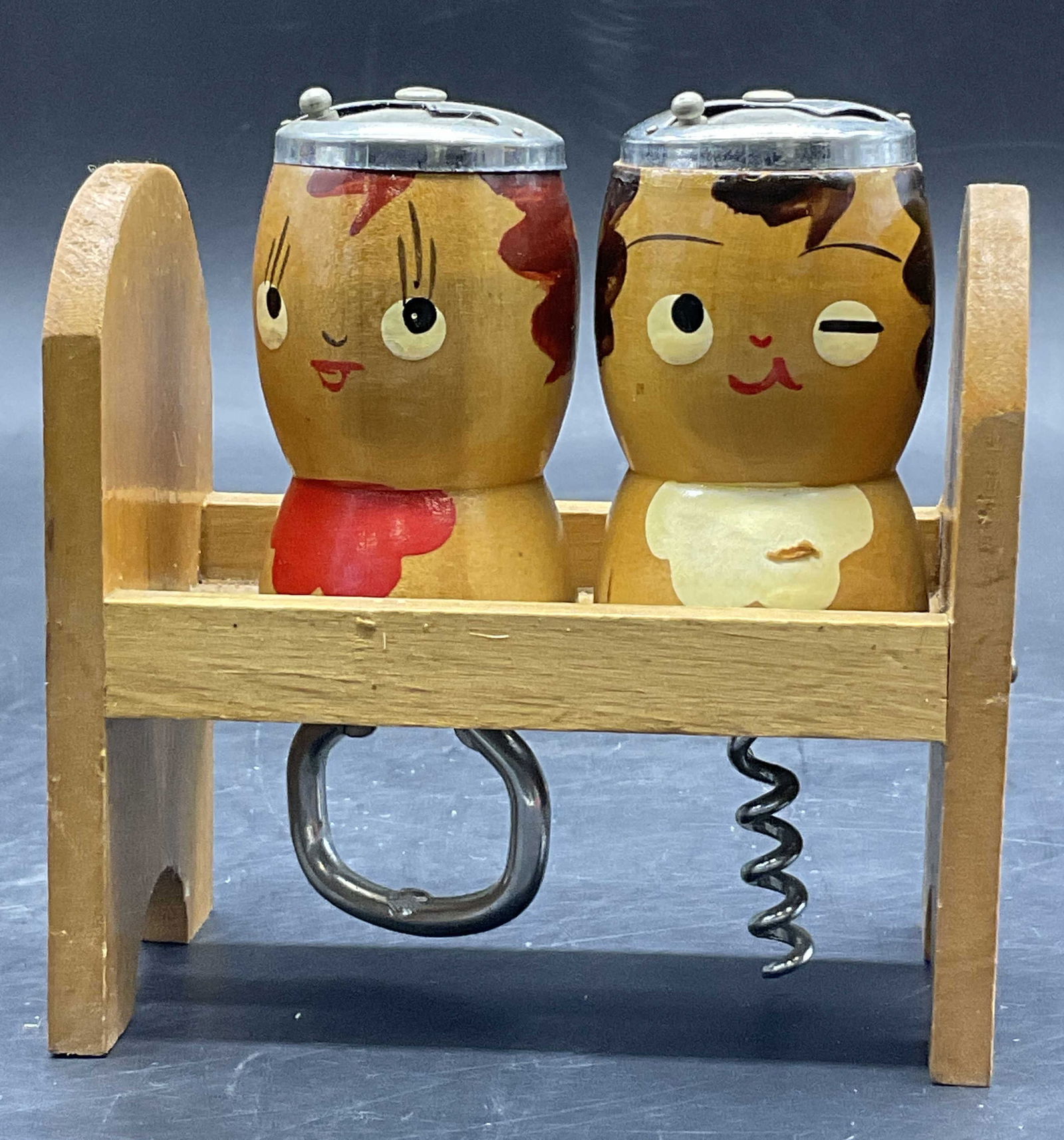 Set Figural Bottle Opener & Corkscrew W/ Stand (1 of 9)