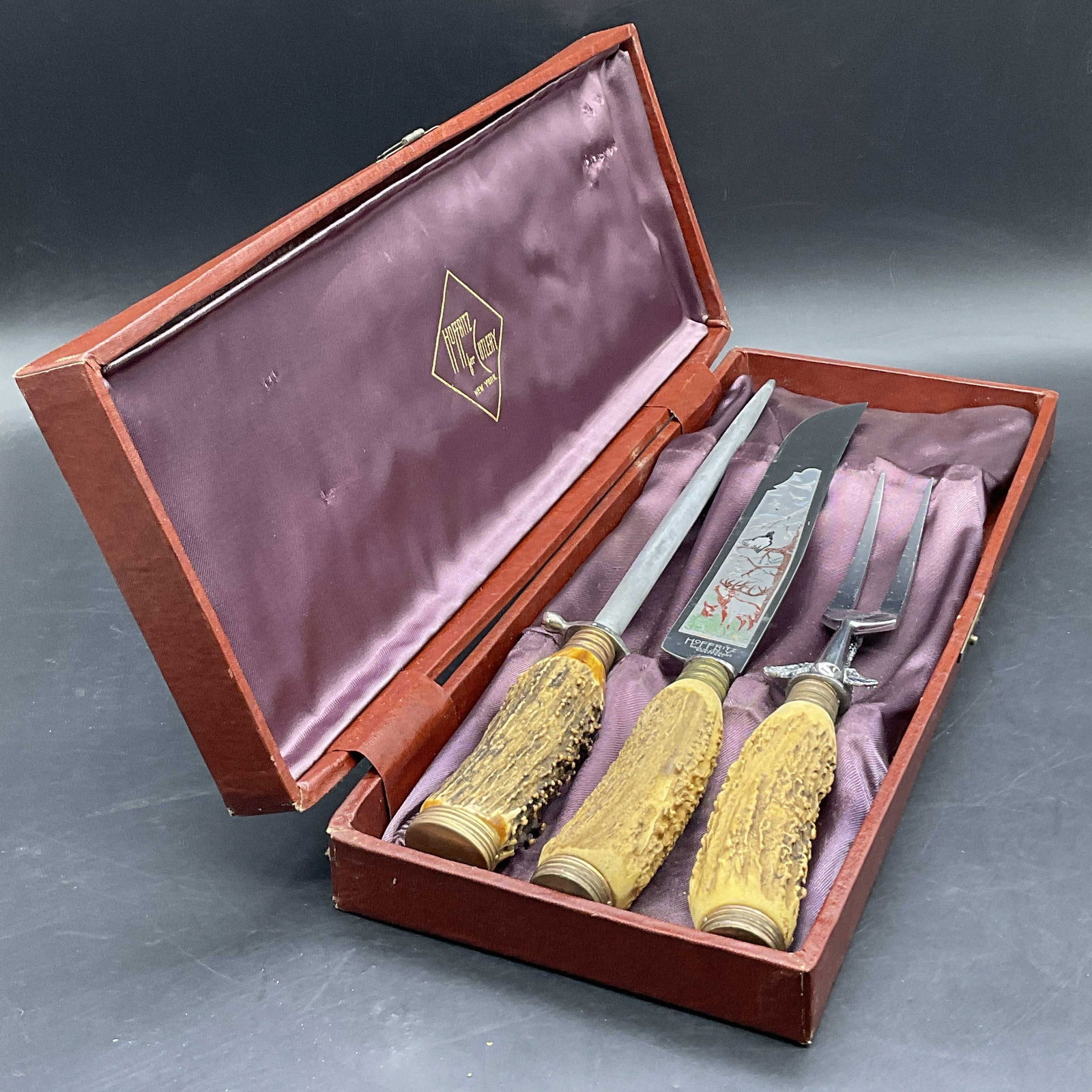 HOFFRITZ Antler Style Handled Cutlery W Bx Germany (1 of 14)