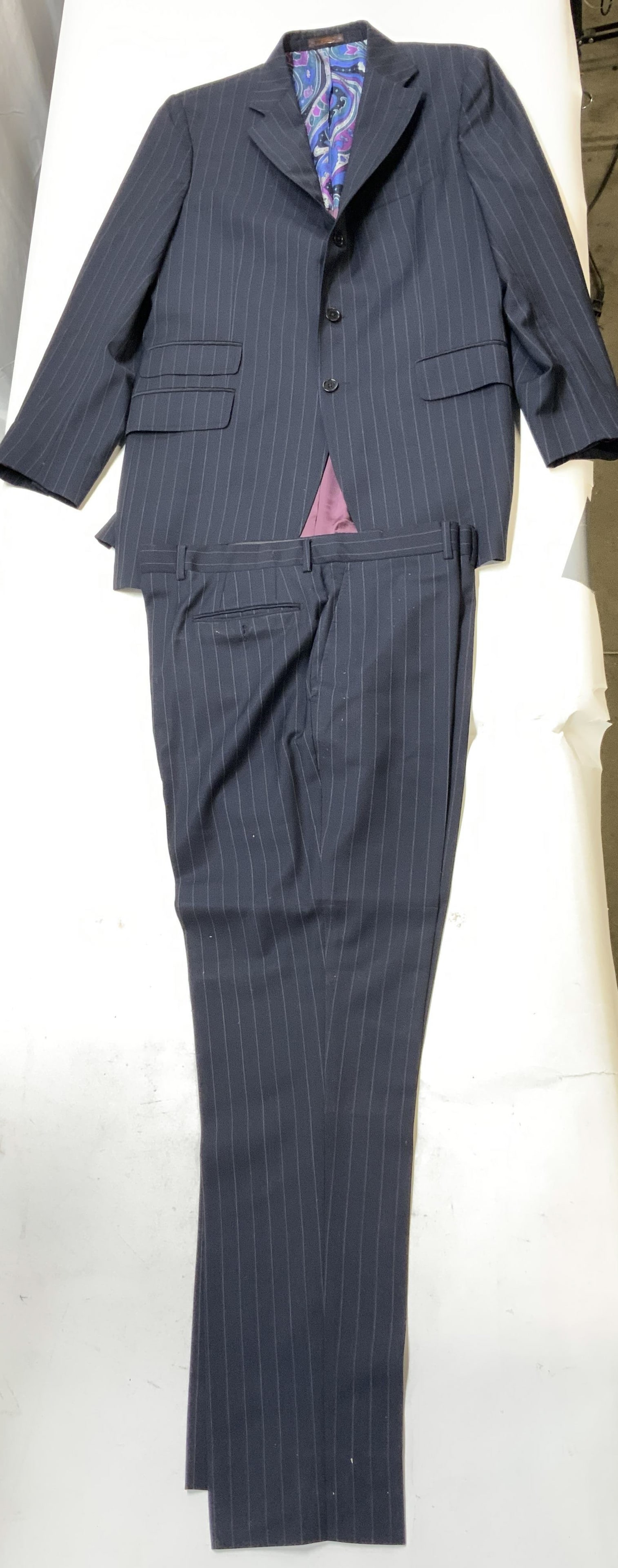 ETRO MILANO Mens Navy Pinstripe Suit Jacket 54L (1 of 9)