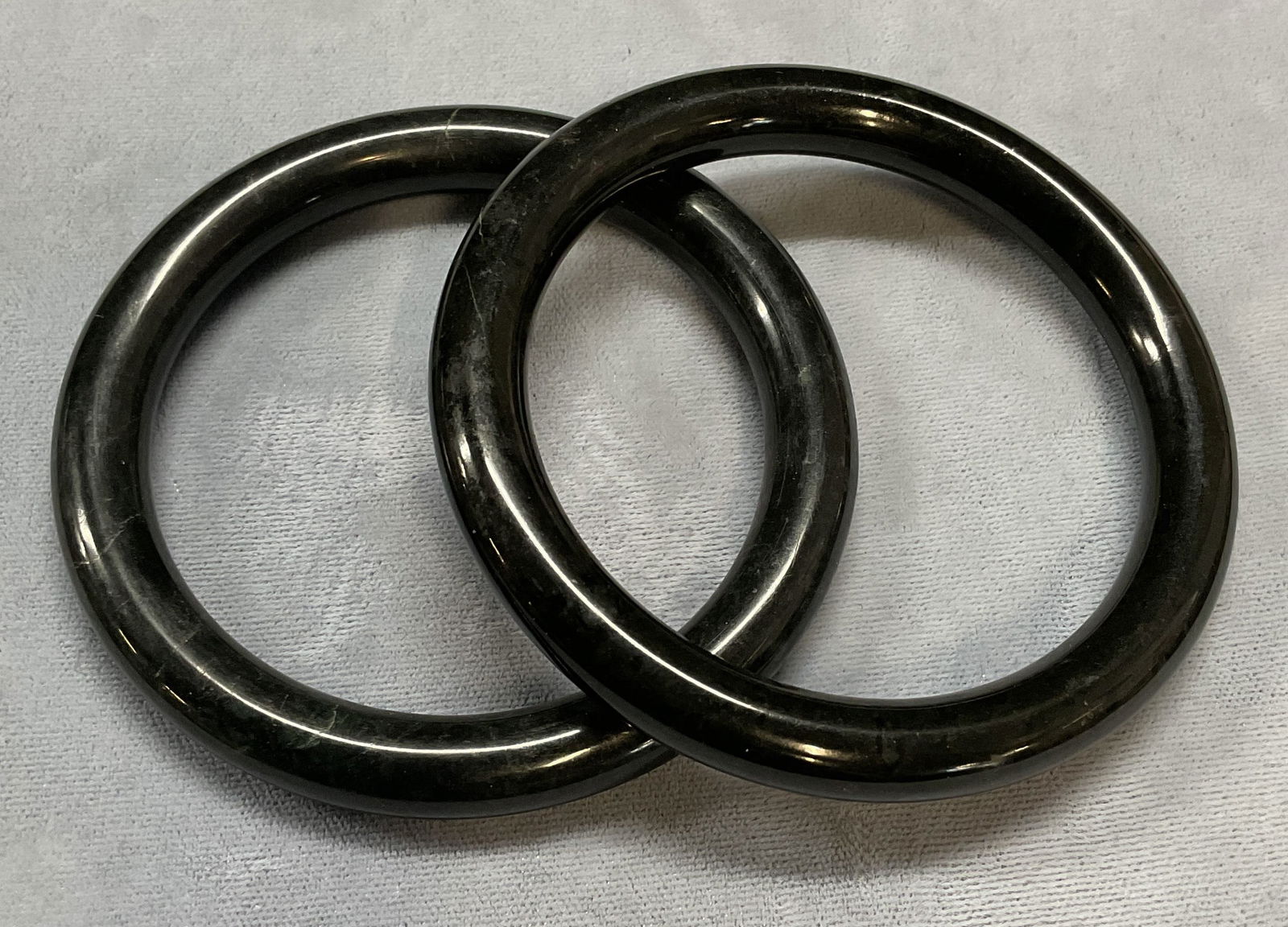 Pair Vintage Carved Black Jade Bracelets (1 of 7)