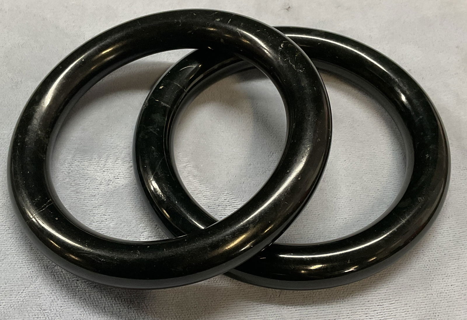 Pair Vintage Black Jade Bangle Bracelets (1 of 7)