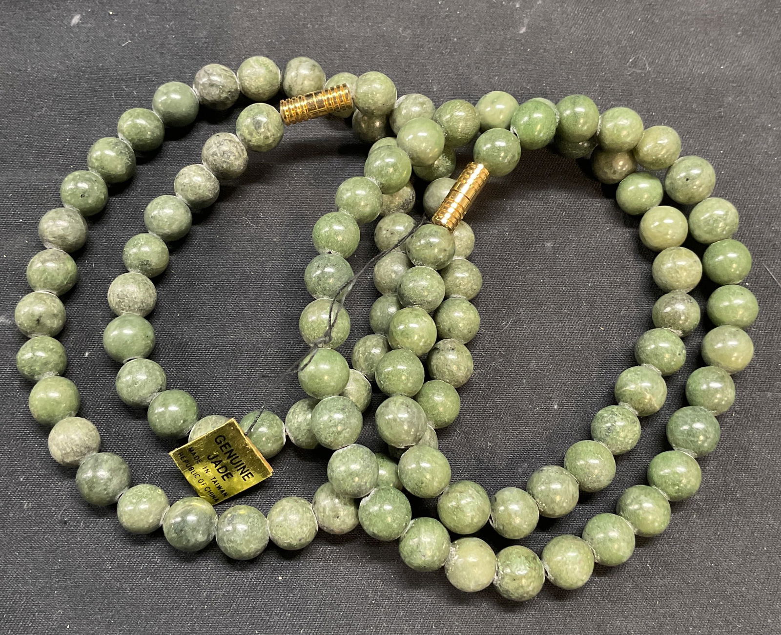 Pair Vintage Asian Jade Beaded Necklaces (1 of 9)