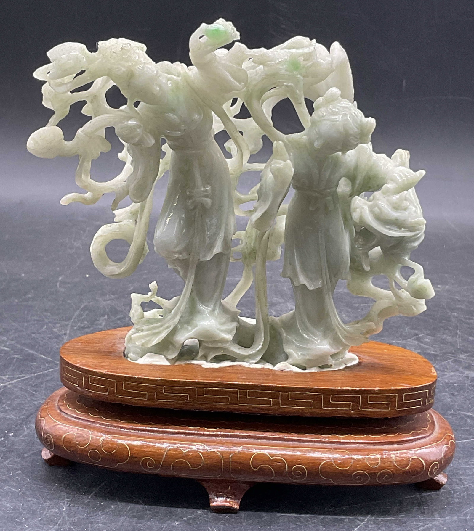 Asian Carved Jadeite Dragon & Couple Figural (1 of 13)