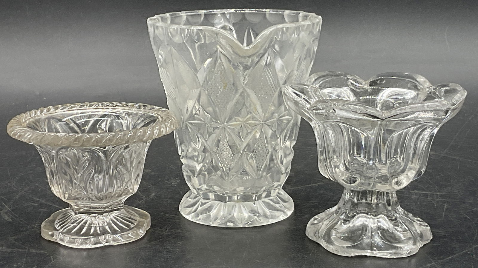 Lot 3 Vintage Cut Glass Vessels, Candle Holders + (1 of 6)