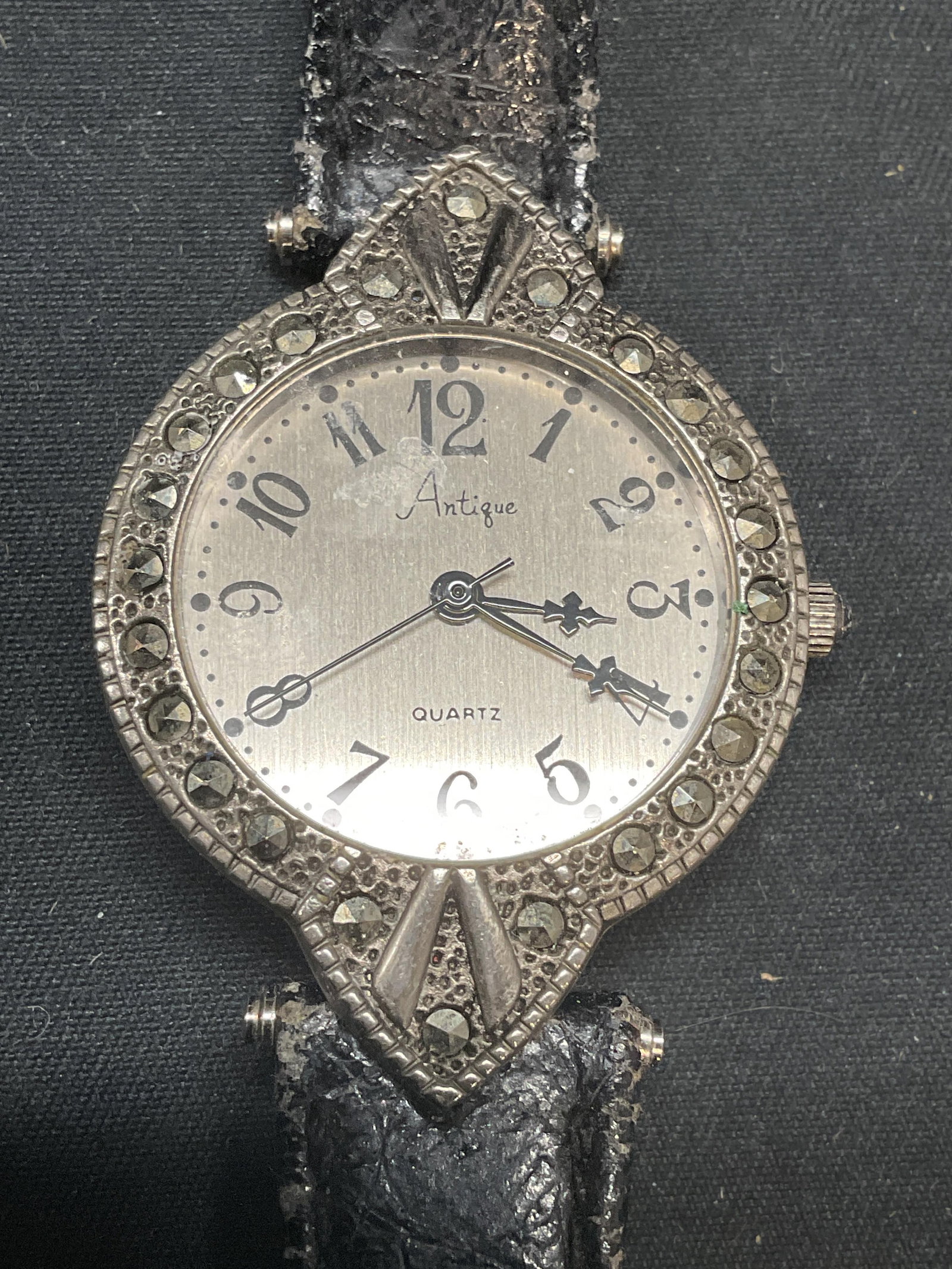 Vintage Antique Silver Tone Marcasite Watch (1 of 6)