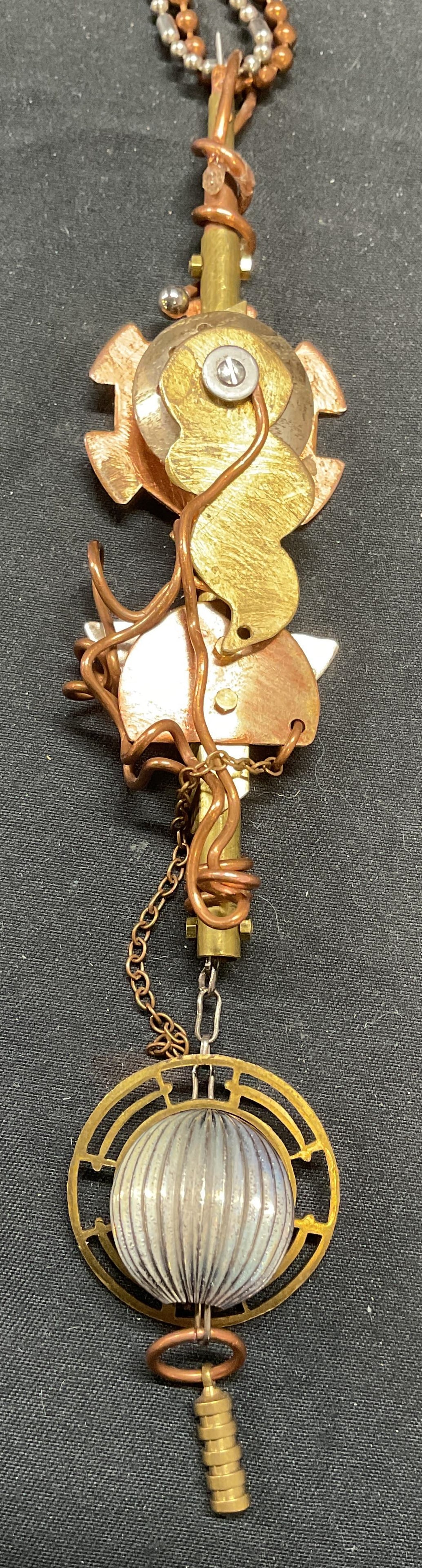 Signed Copper, Gold & Silver Tn Pendant Necklace (1 of 8)