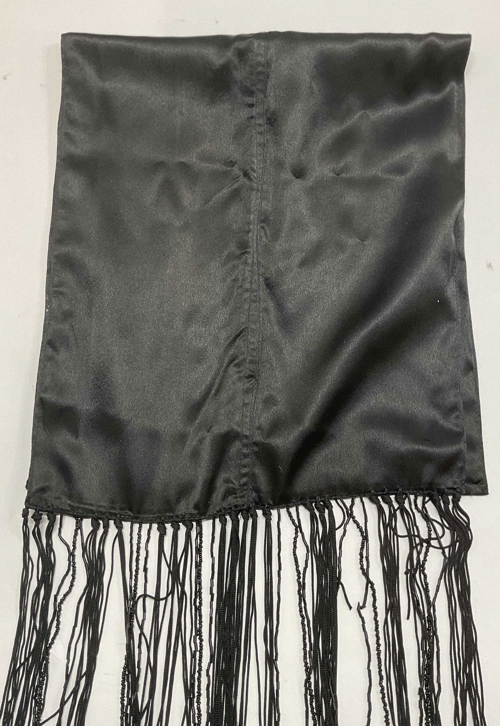 Vintage Black Satin Beaded Fringe Accessory (1 of 6)