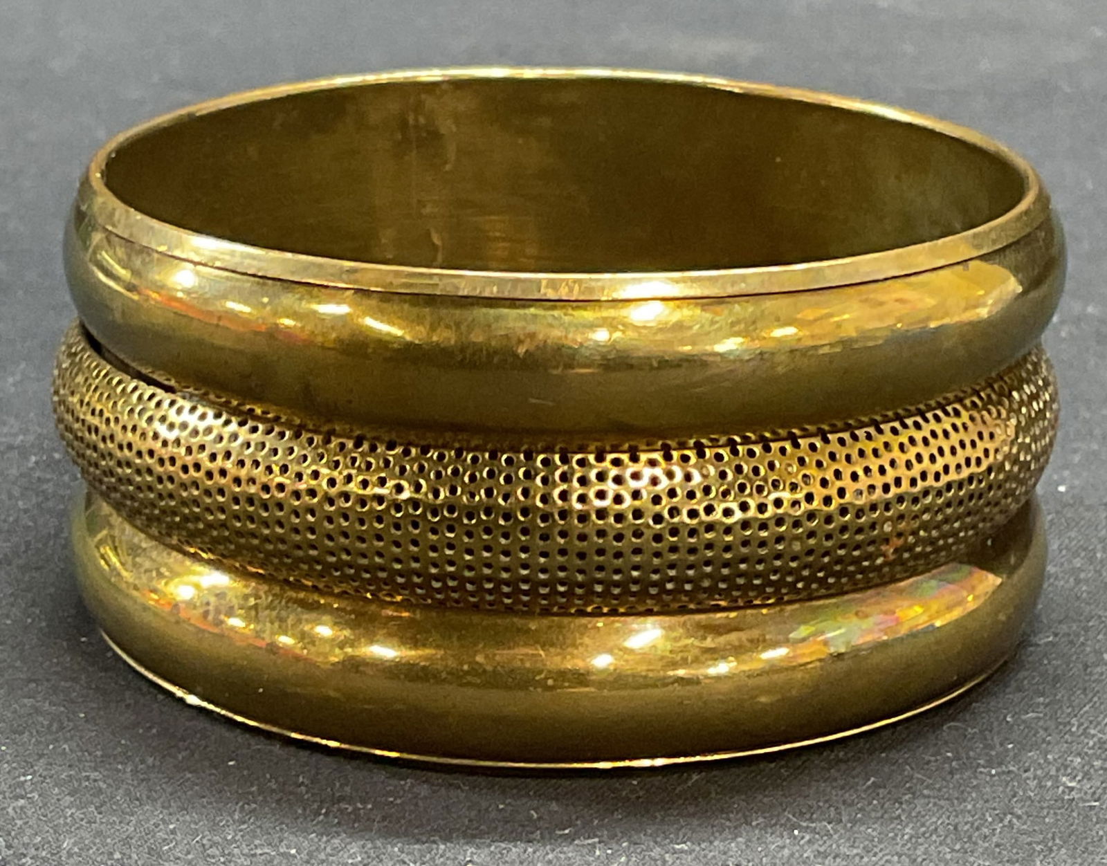 Vintage Perforated Brass Bangle Bracelet (1 of 6)